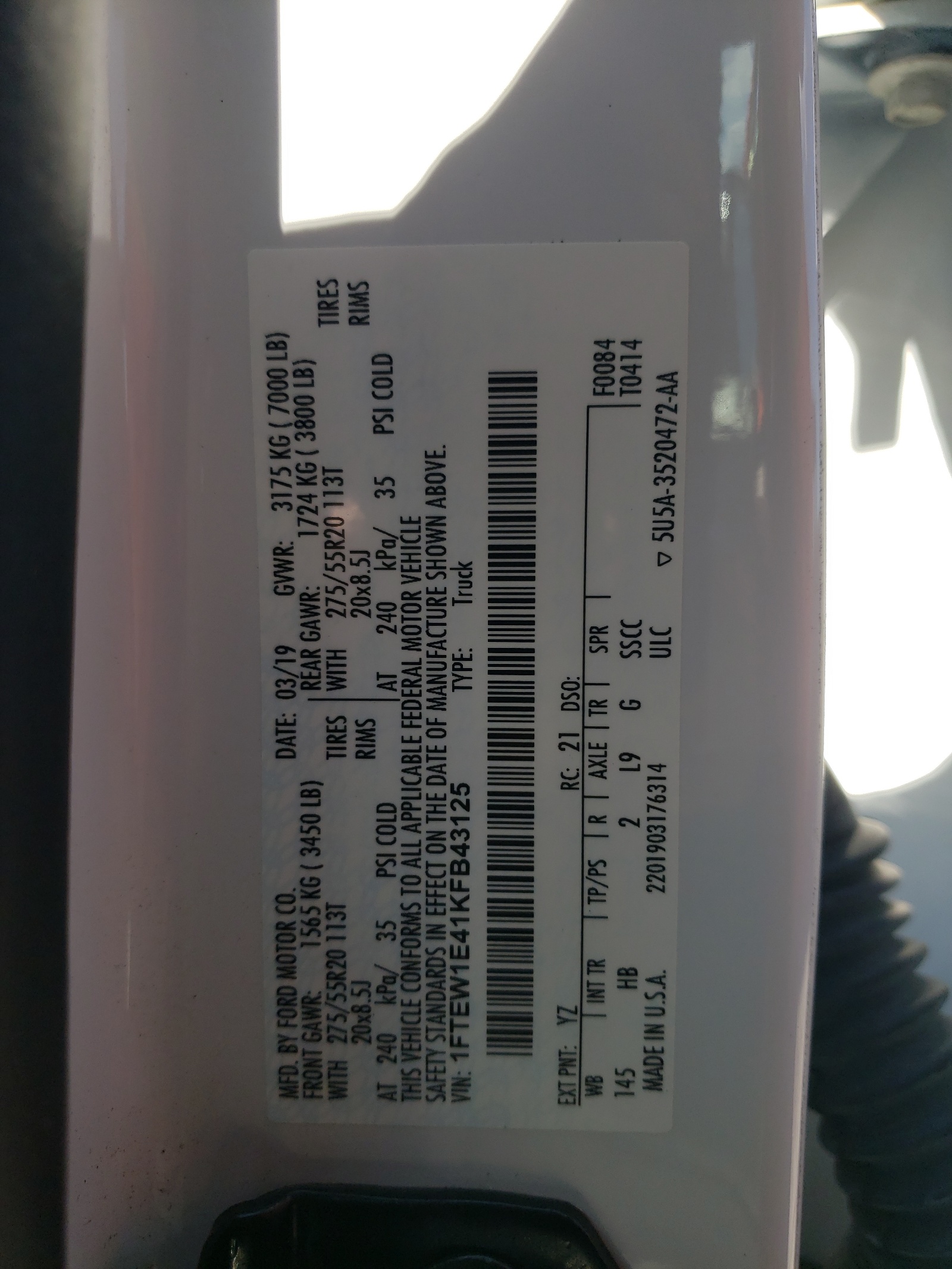 1FTEW1E41KFB43125 2019 Ford F150 Supercrew