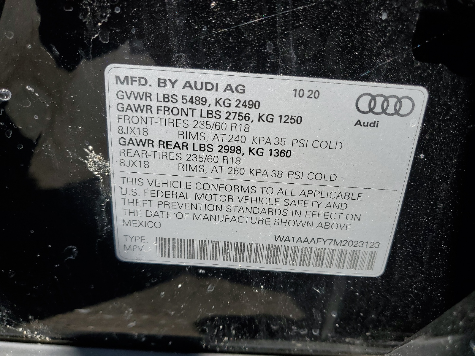 WA1AAAFY7M2023123 2021 Audi Q5 Premium