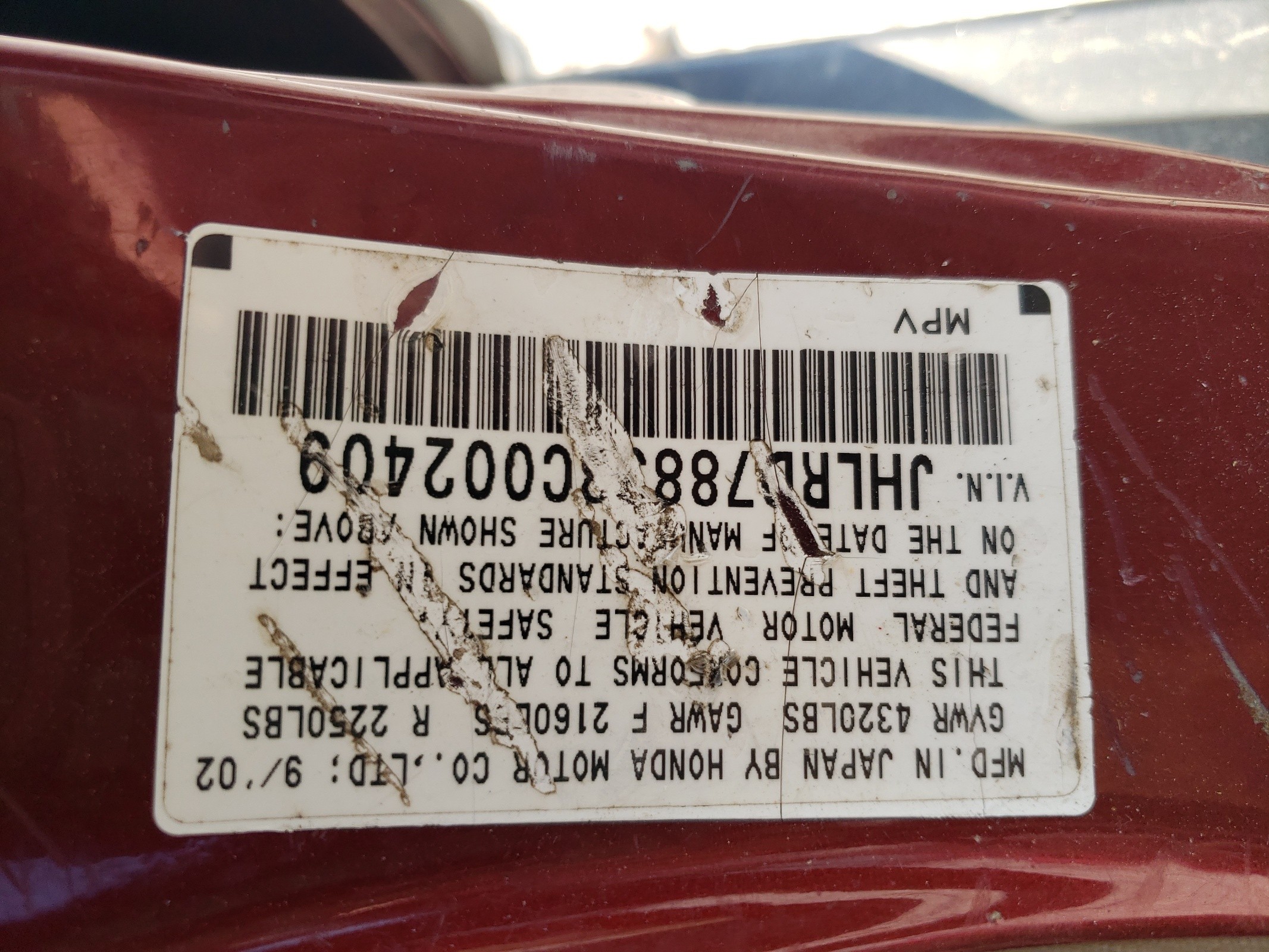 JHLRD78833C002409 2003 Honda Cr-V Ex