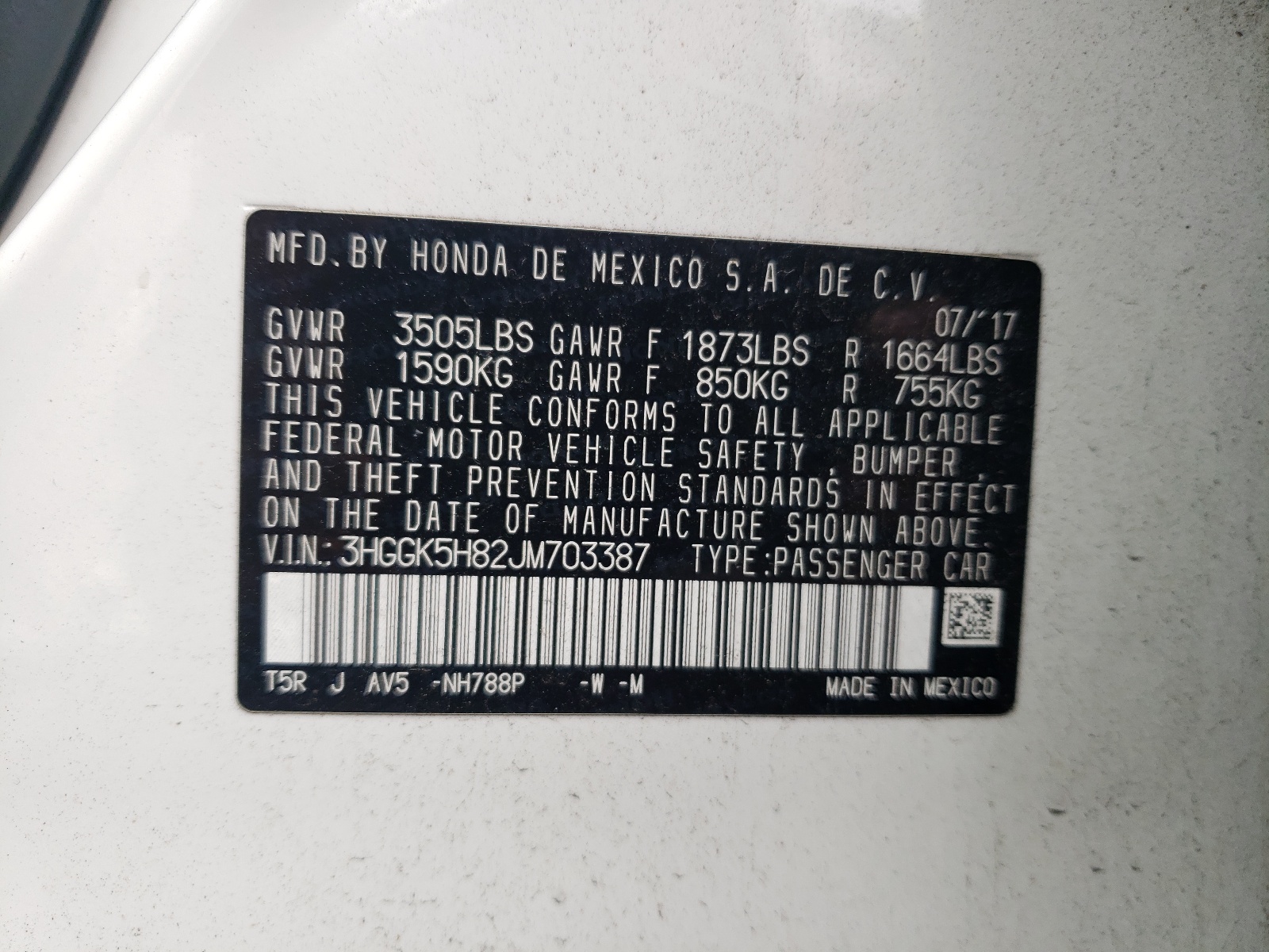 3HGGK5H82JM703387 2018 Honda Fit Ex