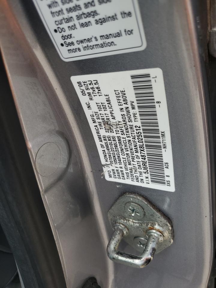 2008 Honda Cr-V Exl VIN: 5J6RE487X8L025512 Lot: 64826894