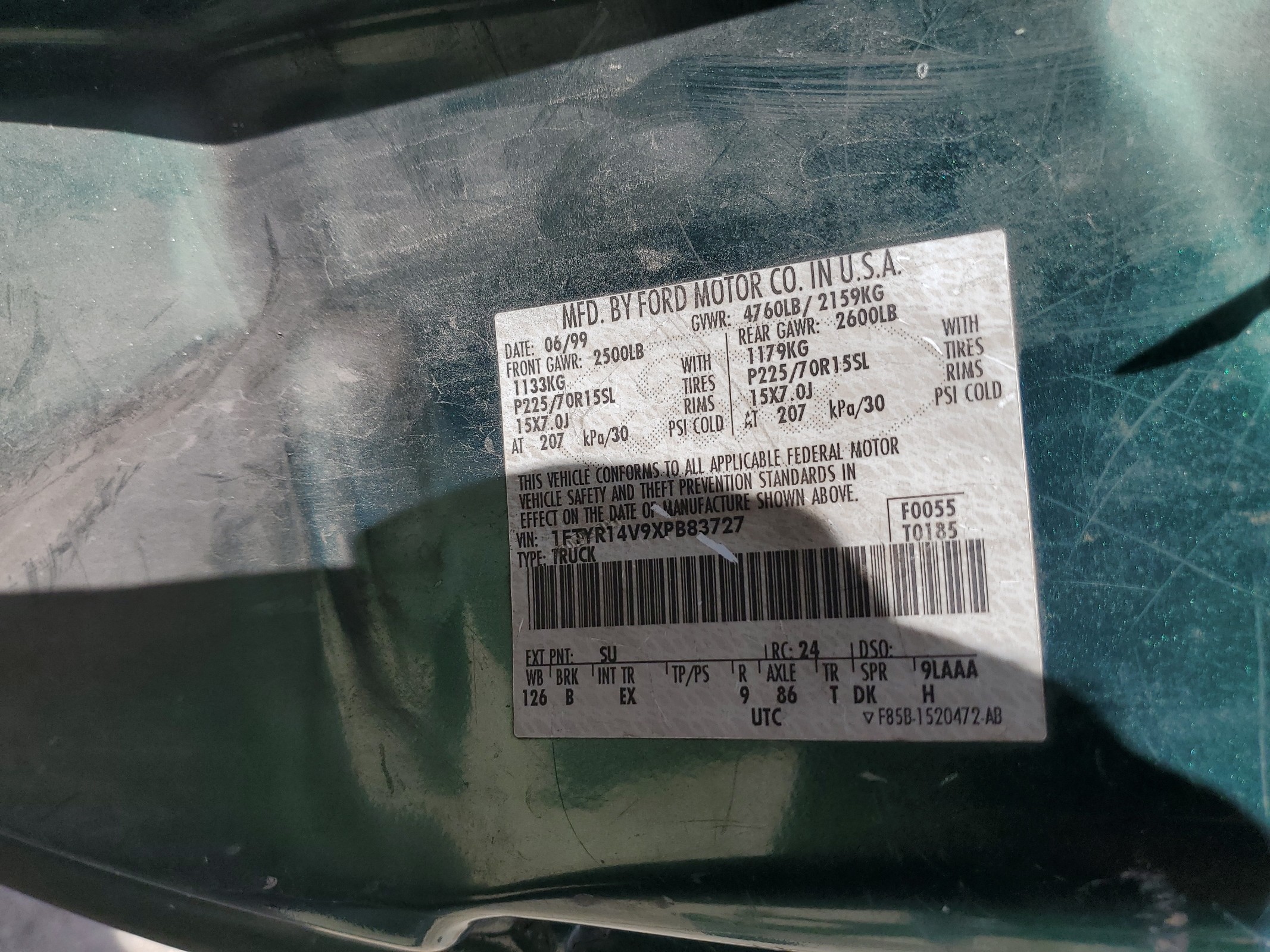 1FTYR14V9XPB83727 1999 Ford Ranger Super Cab