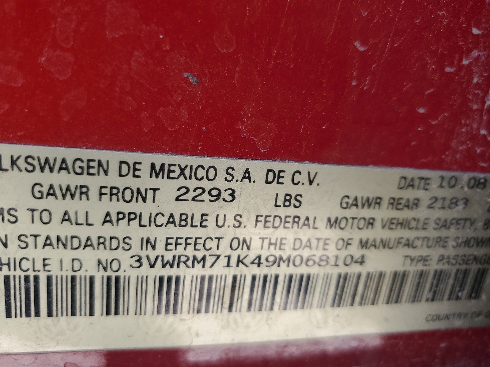 3VWRM71K49M068104 2009 Volkswagen Jetta Se