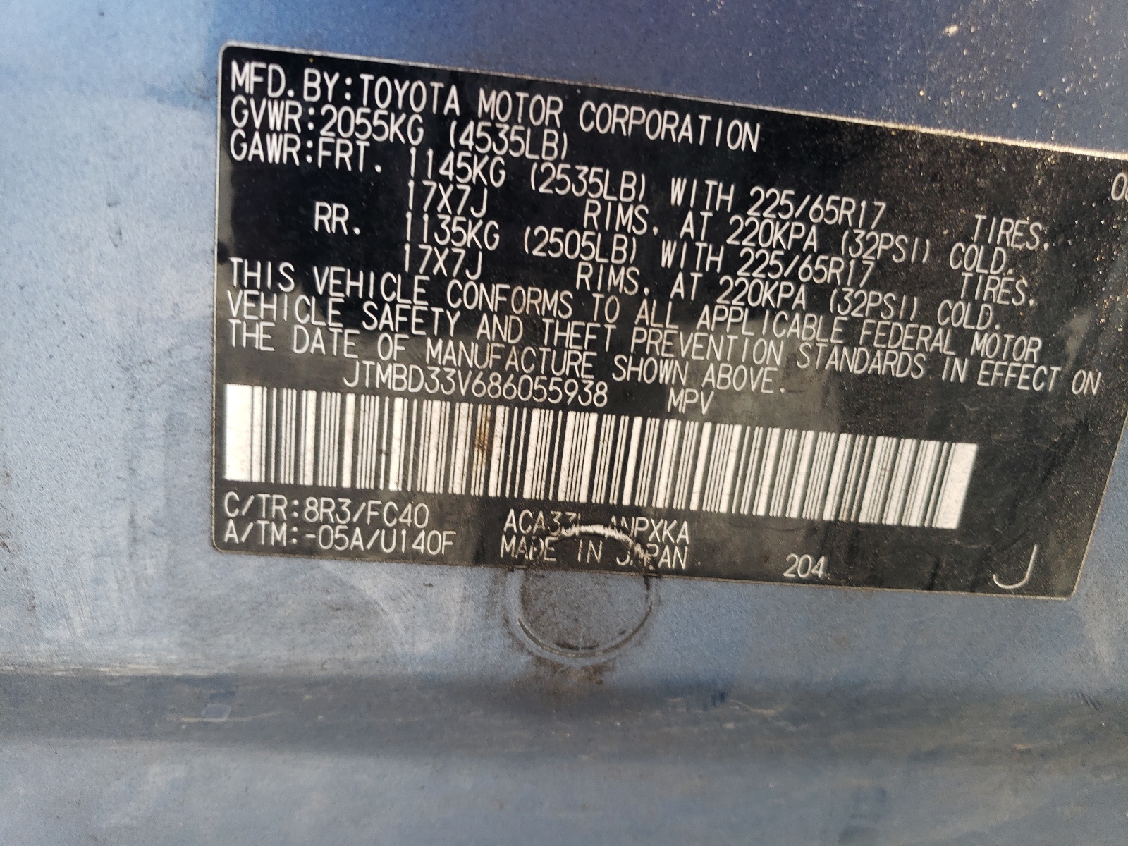 JTMBD33V686055938 2008 Toyota Rav4