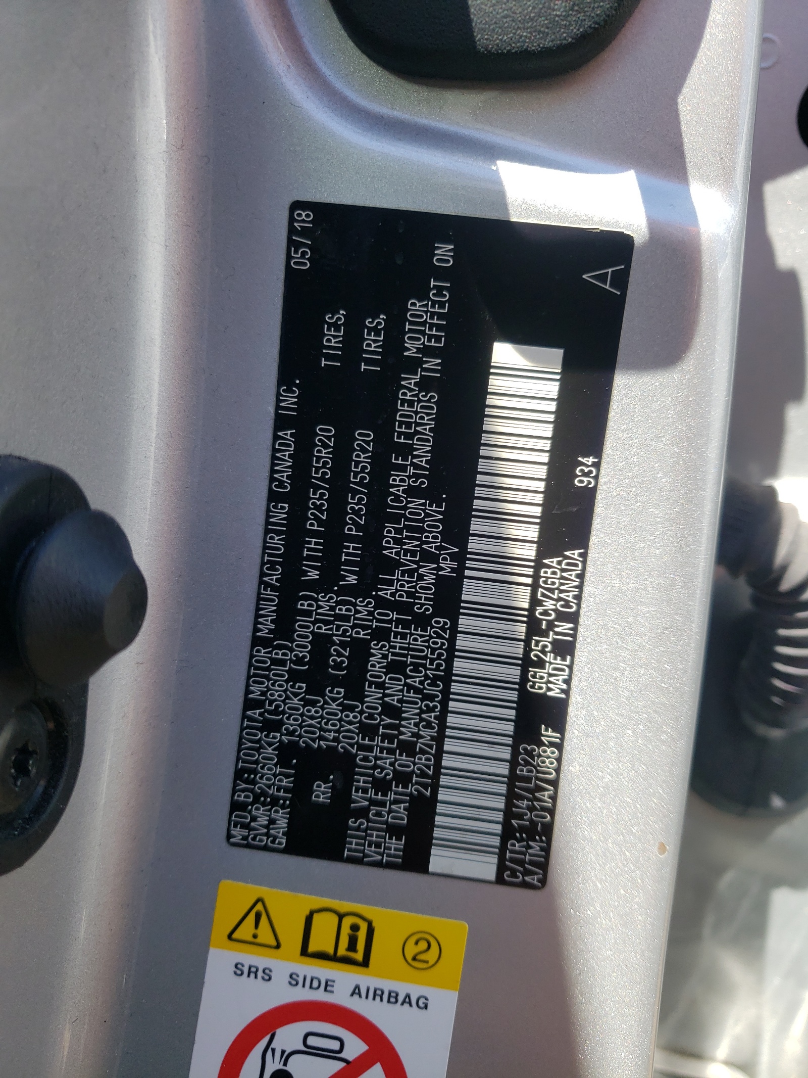 2T2BZMCA3JC155929 2018 Lexus Rx 350 Base