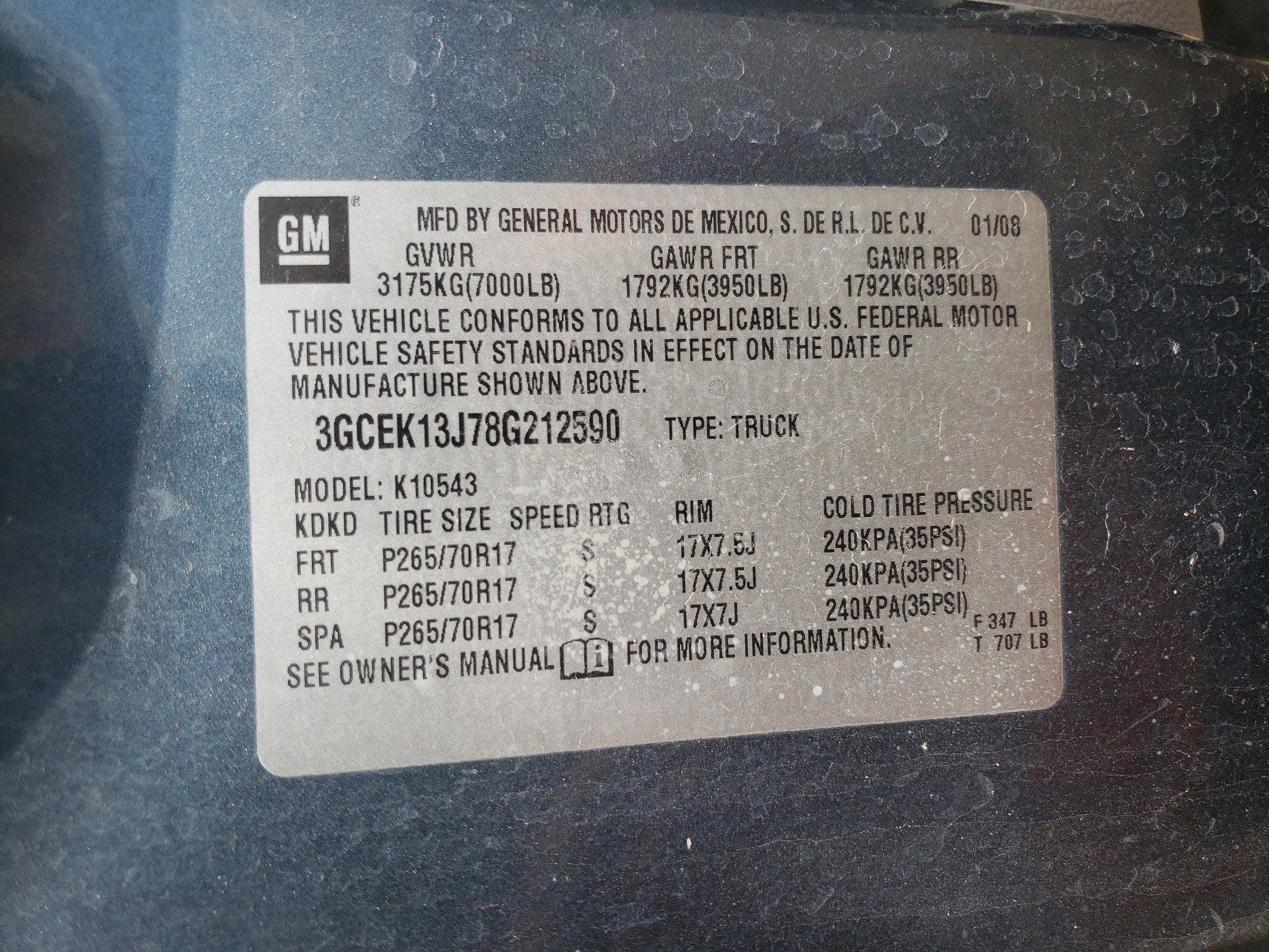 3GCEK13J78G212590 2008 Chevrolet Silverado K1500