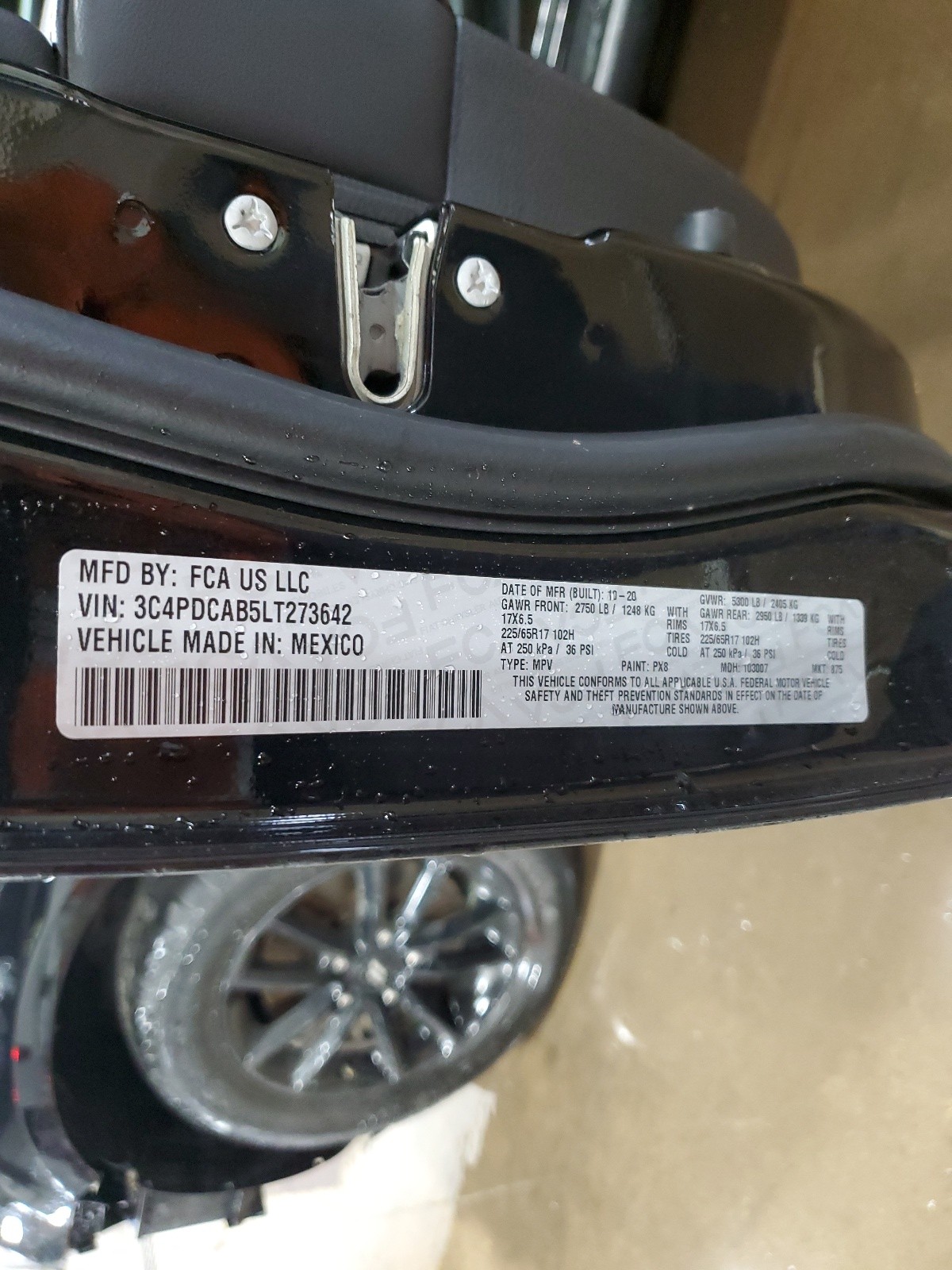 3C4PDCAB5LT273642 2020 Dodge Journey Se