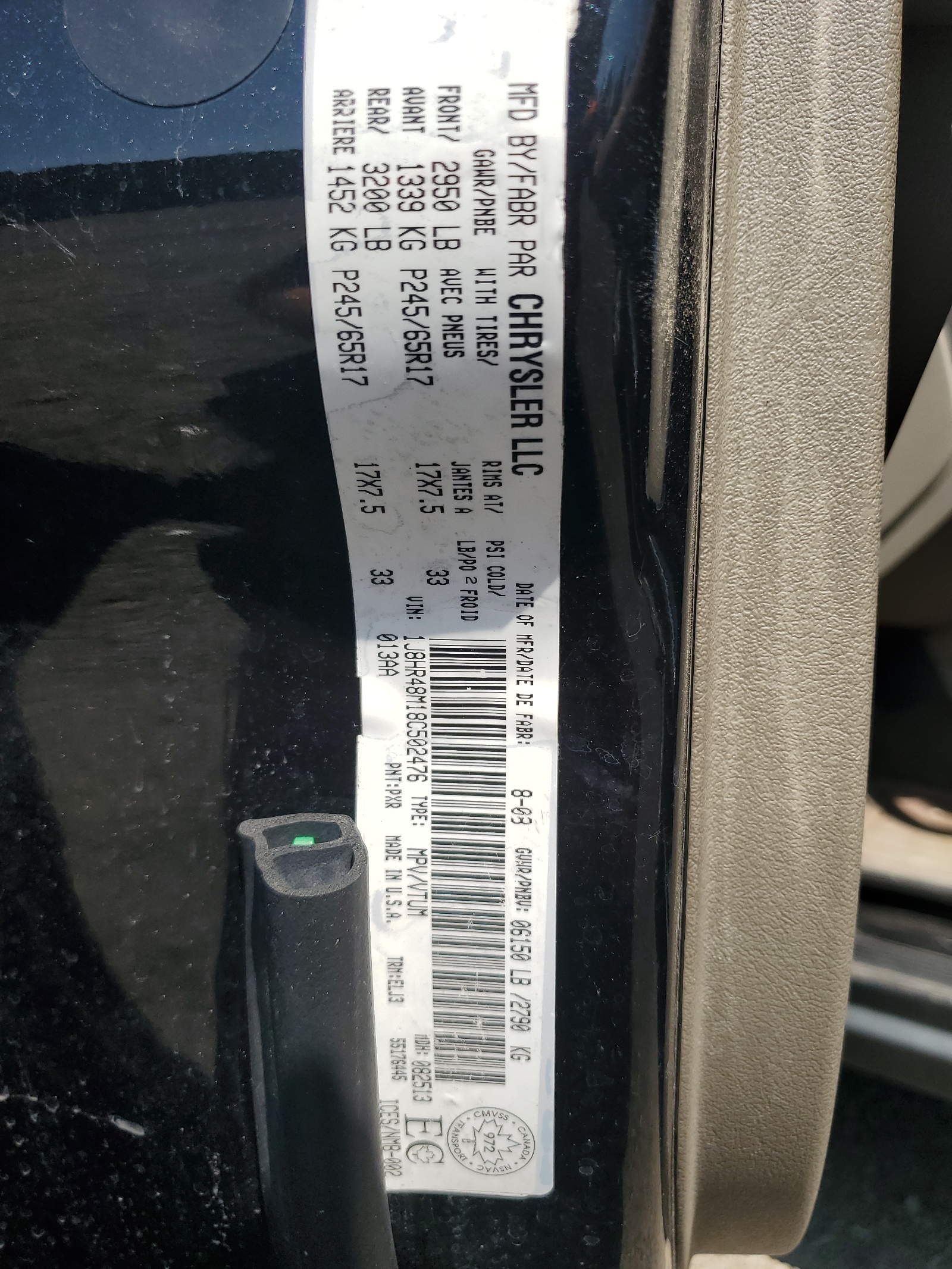 1J8HR48M18C502476 2008 Jeep Grand Cherokee Laredo