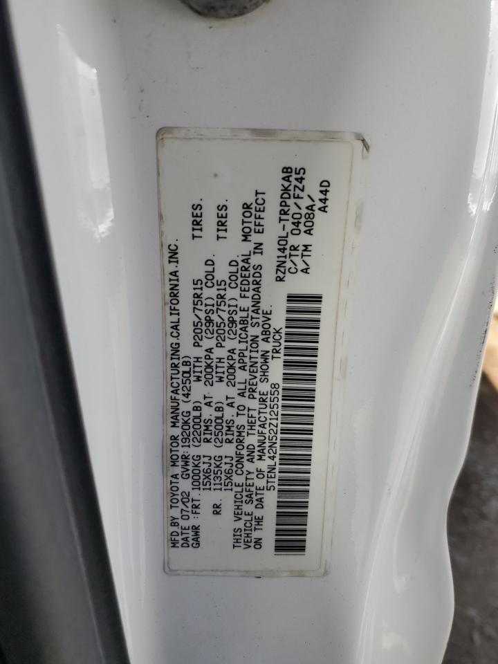 2002 Toyota Tacoma VIN: 5TENL42N52Z125558 Lot: 64876974