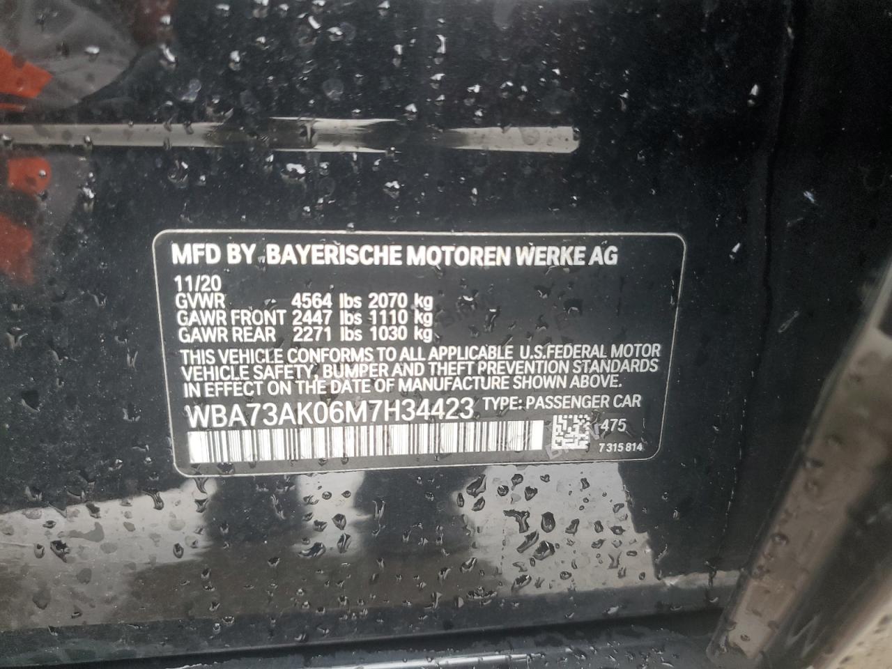 2021 BMW 228Xi VIN: WBA73AK06M7H34423 Lot: 64482724