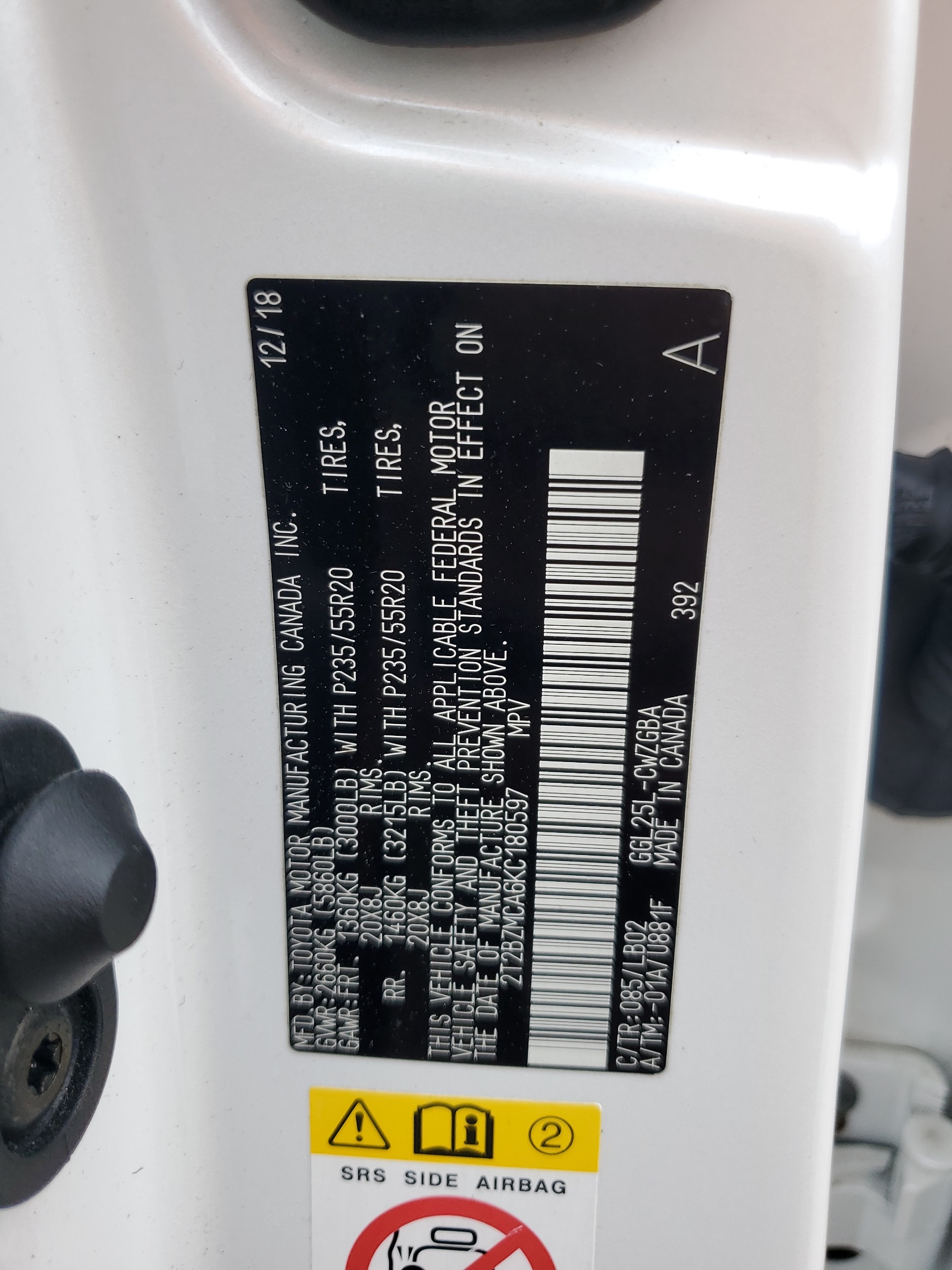 2T2BZMCA6KC180597 2019 Lexus Rx 350 Base