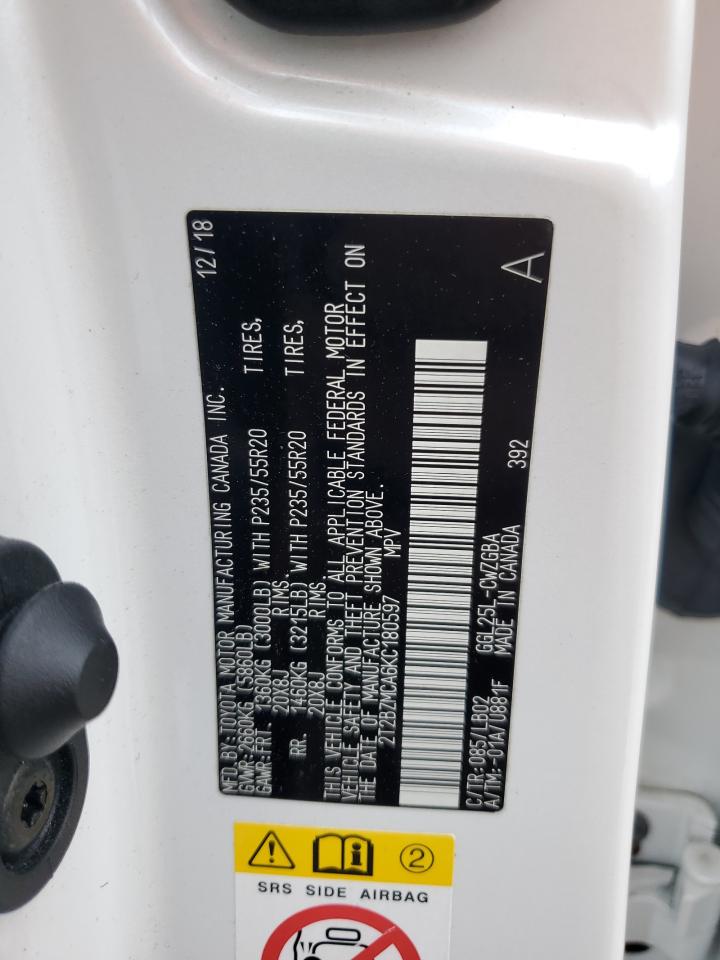 2019 Lexus Rx 350 Base VIN: 2T2BZMCA6KC180597 Lot: 63284874