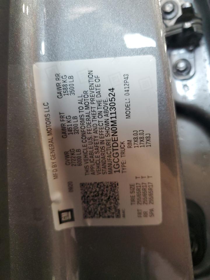 2021 Chevrolet Colorado Z71 VIN: 1GCGTDEN0M1130524 Lot: 59906174