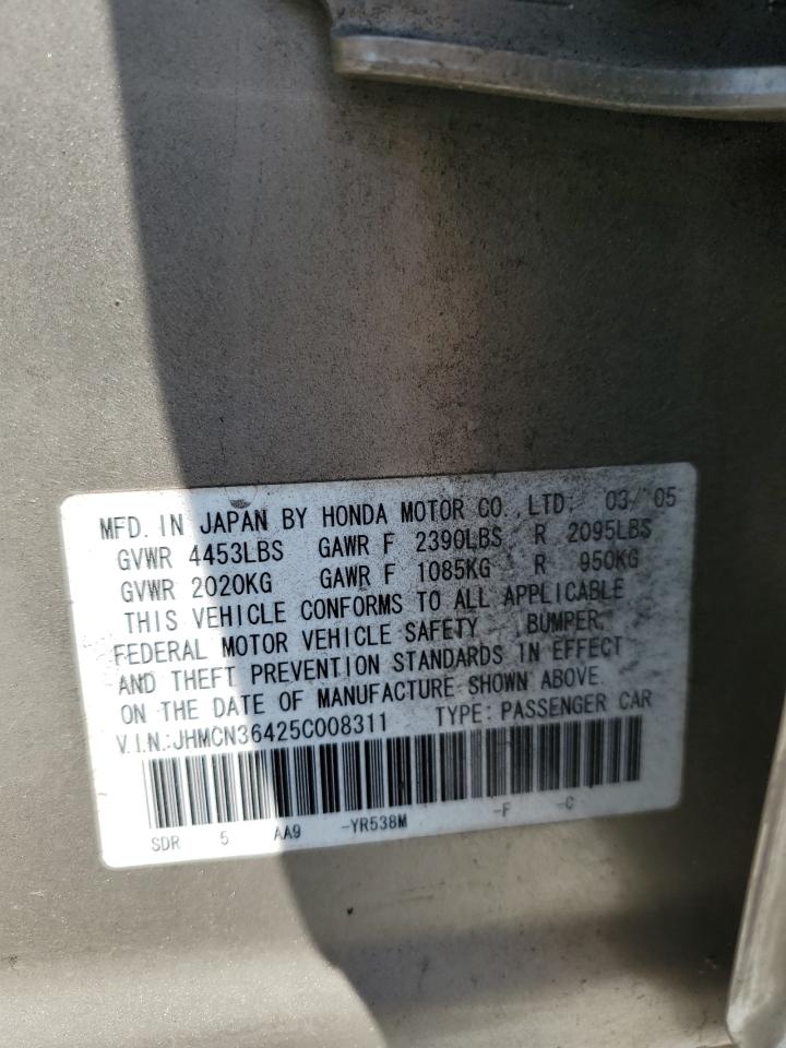 2005 Honda Accord Hybrid VIN: JHMCN36425C008311 Lot: 63065594