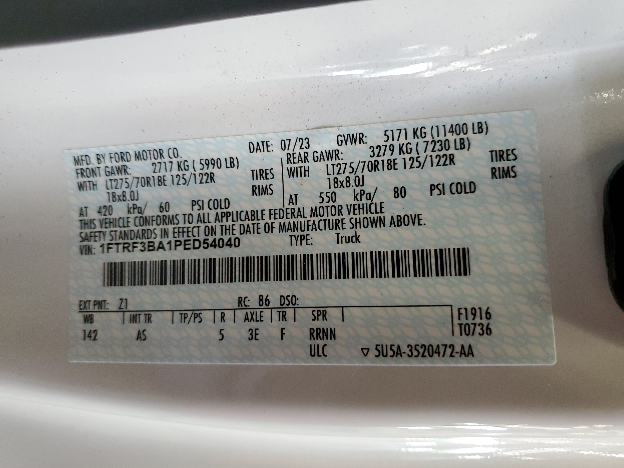 1FTRF3BA1PED54040 2023 Ford F350 Super Duty