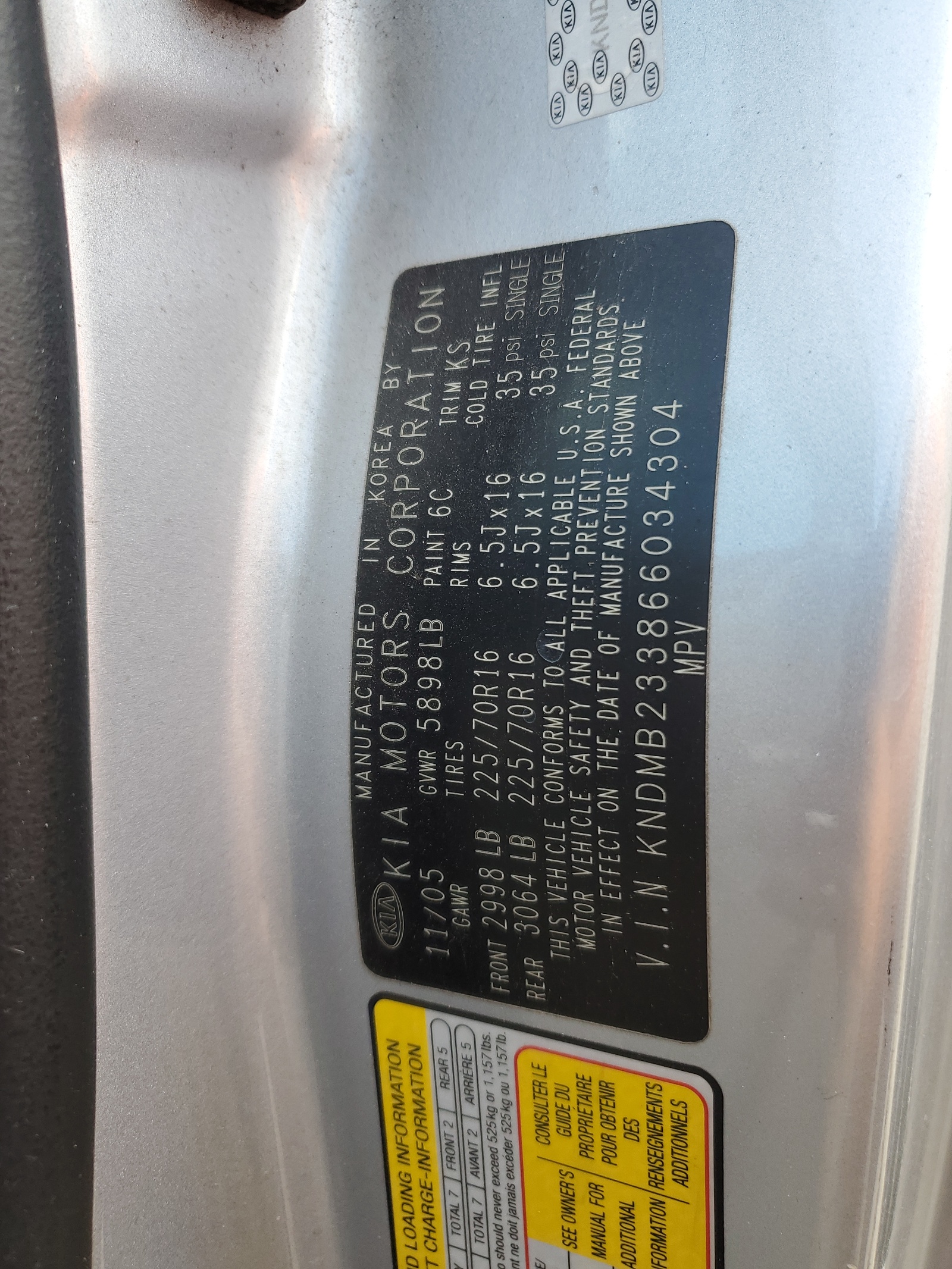 KNDMB233866034304 2006 Kia Sedona Ex