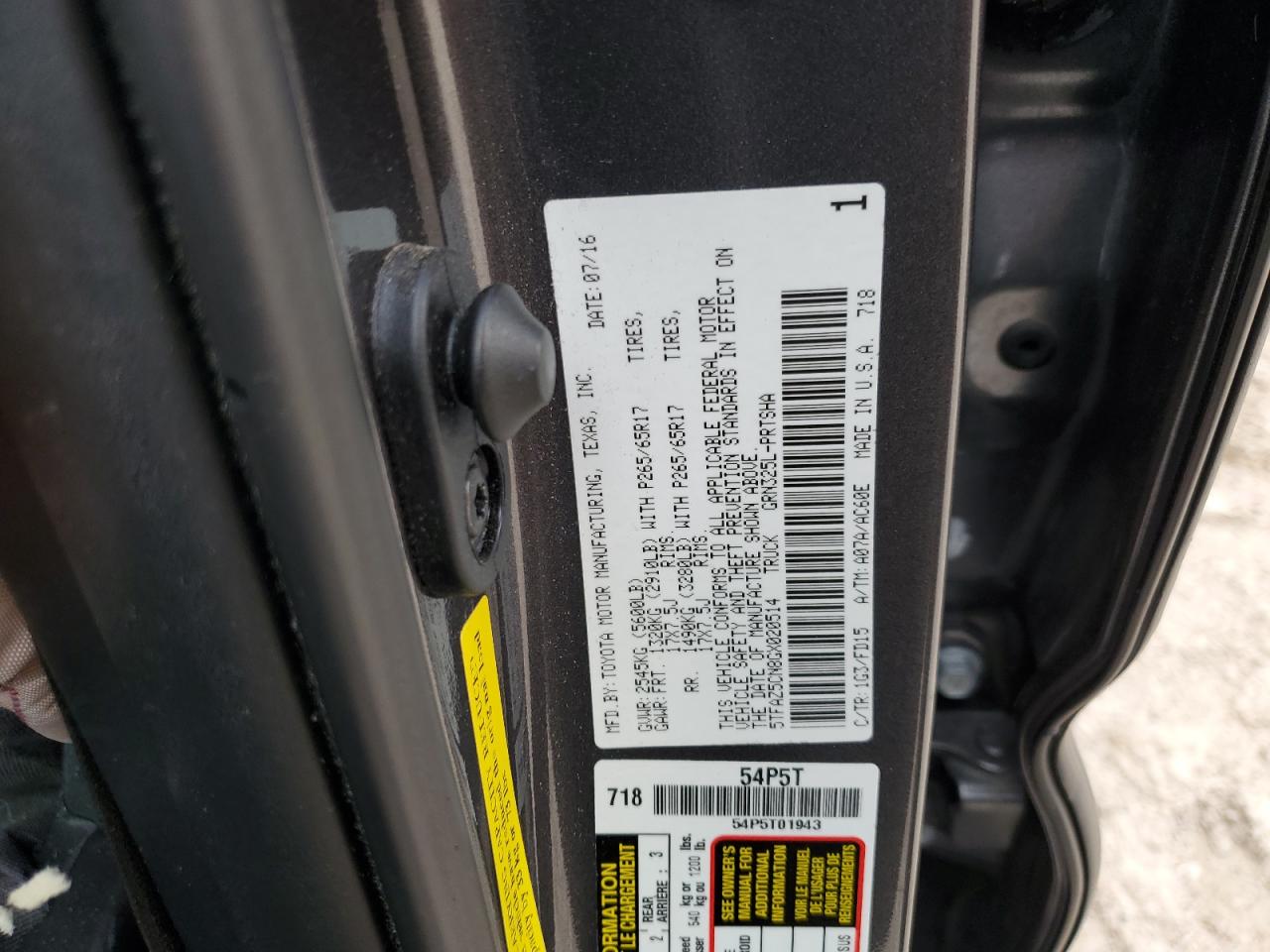 2016 Toyota Tacoma Double Cab VIN: 5TFAZ5CN8GX020514 Lot: 63240434