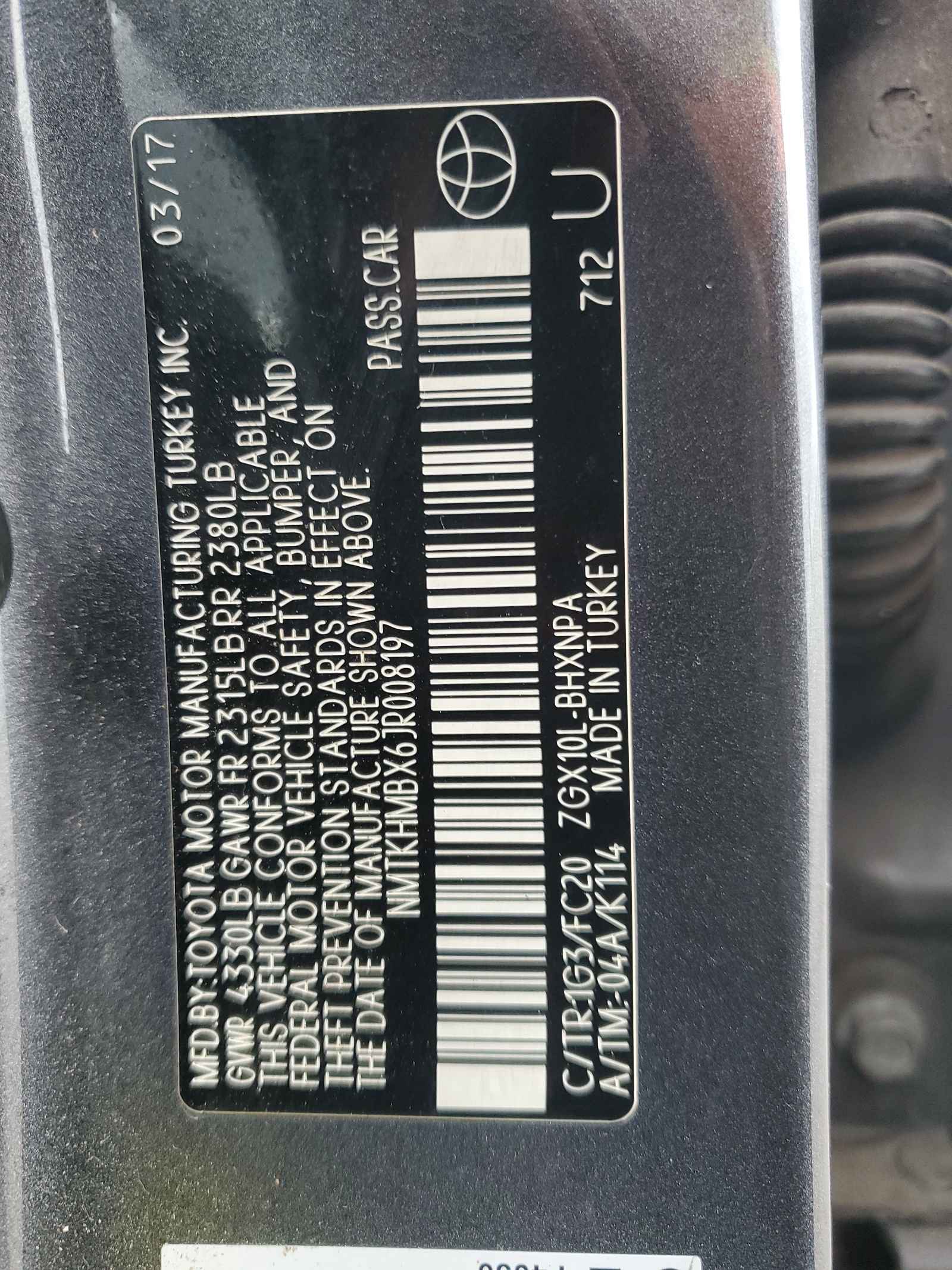 2018 Toyota C-Hr Xle vin: NMTKHMBX6JR008197