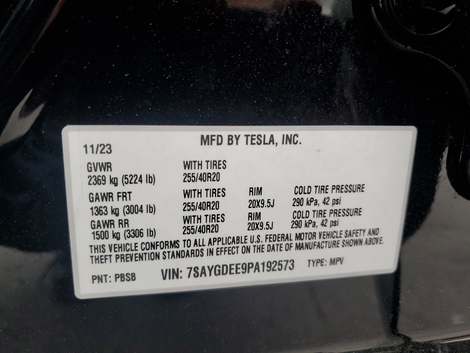 7SAYGDEE9PA192573 2023 Tesla Model Y