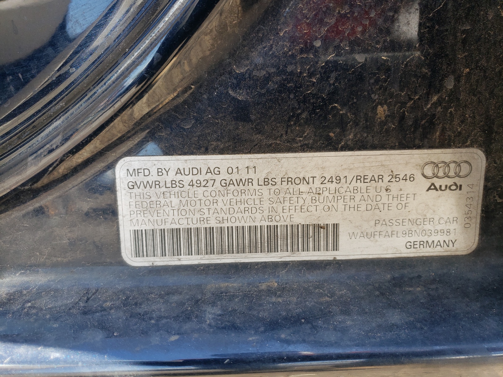 WAUFFAFL9BN039981 2011 Audi A4 Premium Plus