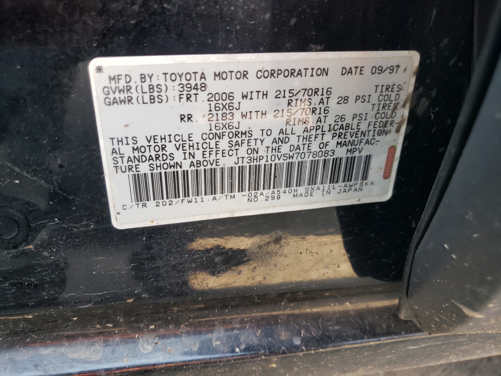 JT3HP10V5W7078083 1998 Toyota Rav4