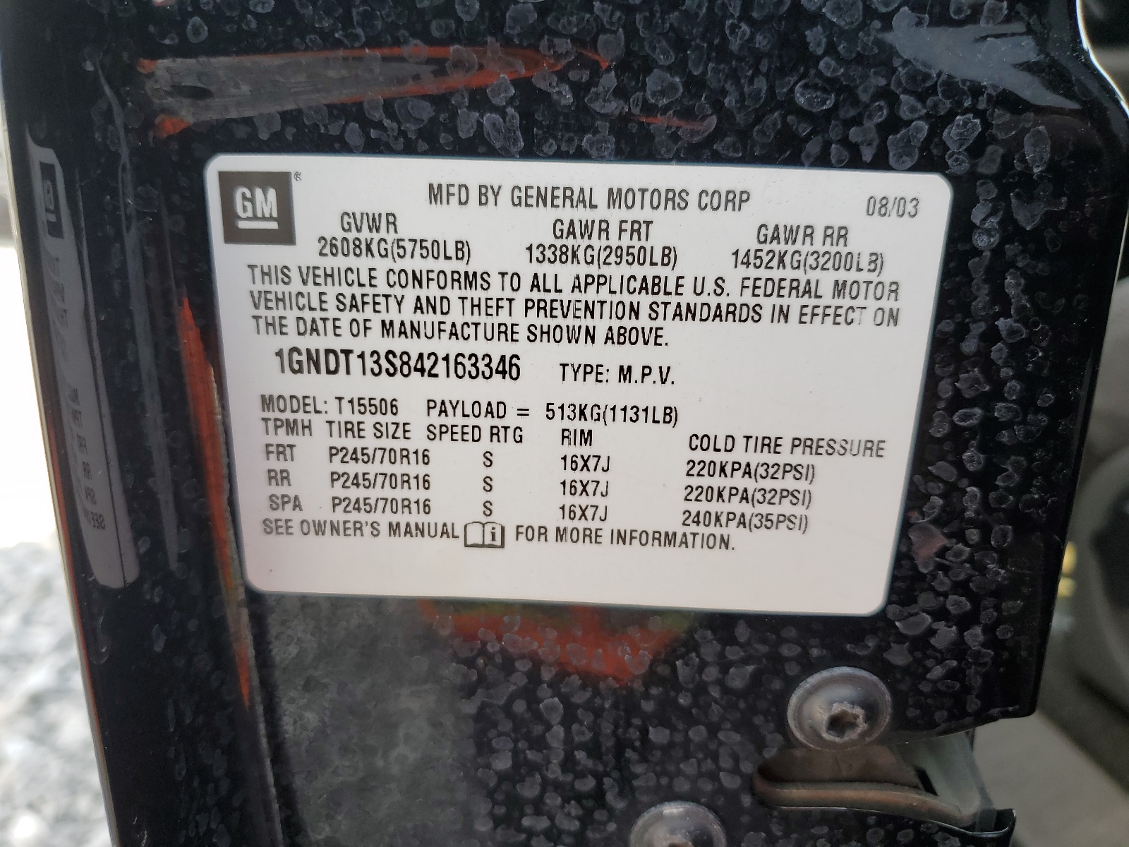 1GNDT13S842163346 2004 Chevrolet Trailblazer Ls