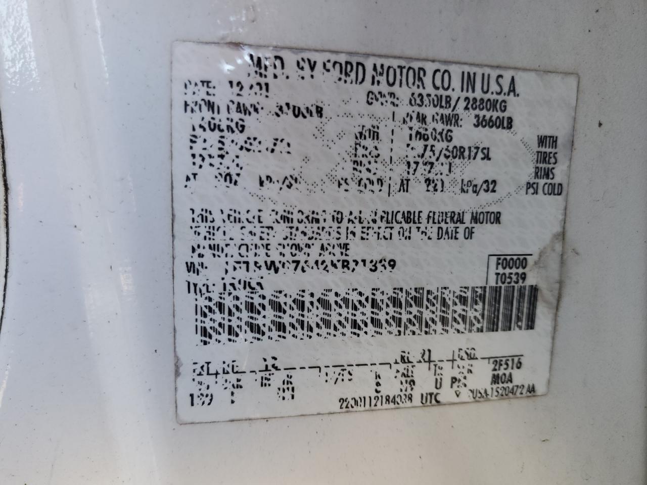 2002 Ford F150 Supercrew VIN: 1FTRW07642KB71339 Lot: 62792814