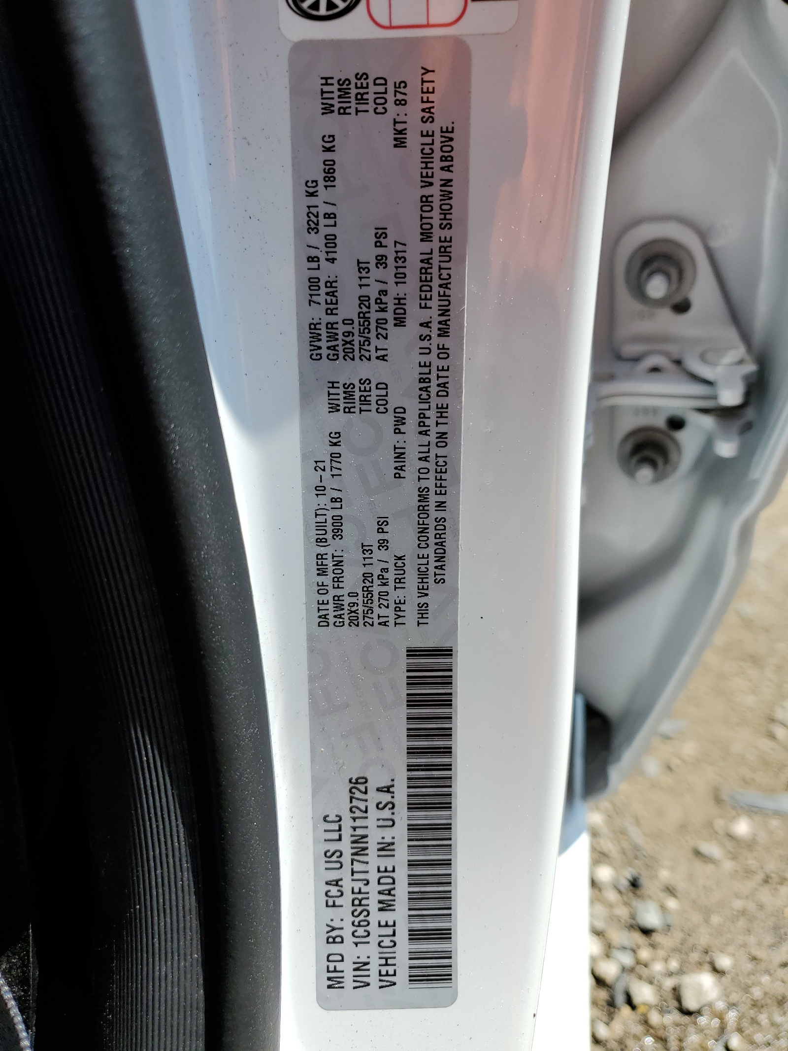 1C6SRFJT7NN112726 2022 Ram 1500 Laramie