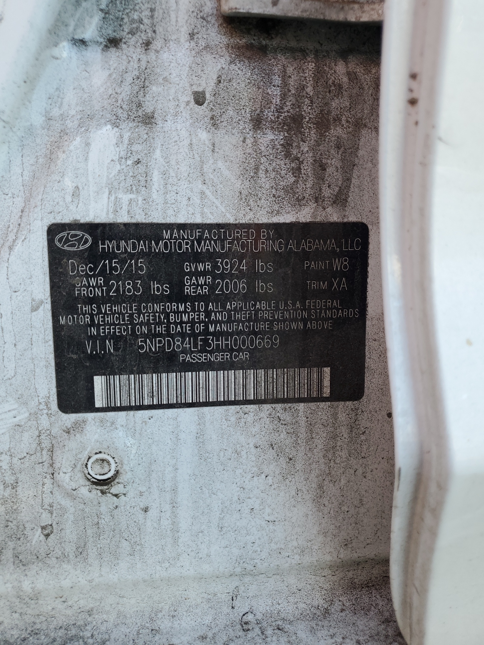 5NPD84LF3HH000669 2017 Hyundai Elantra Se