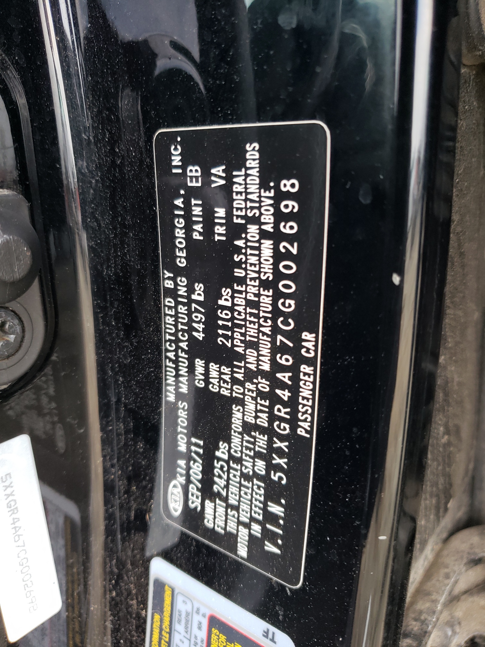 5XXGR4A67CG002698 2012 Kia Optima Sx