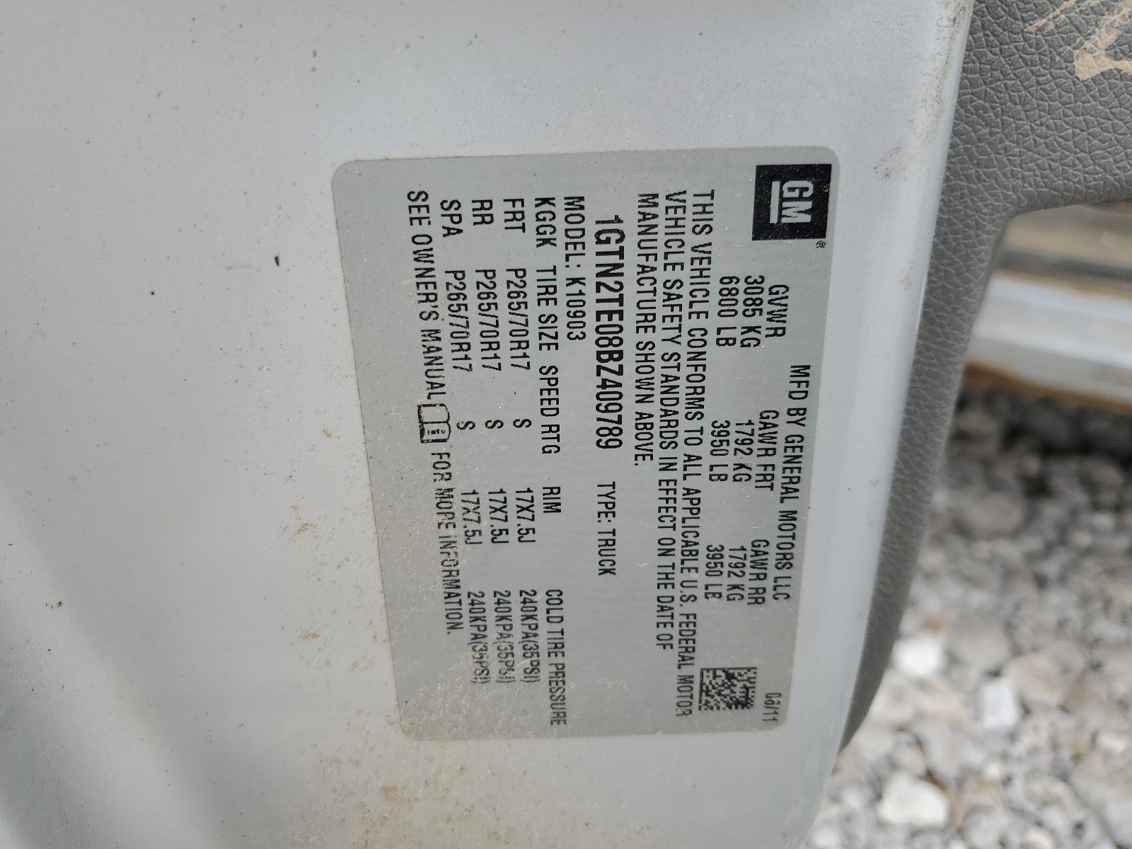 1GTN2TE08BZ409789 2011 GMC Sierra K1500