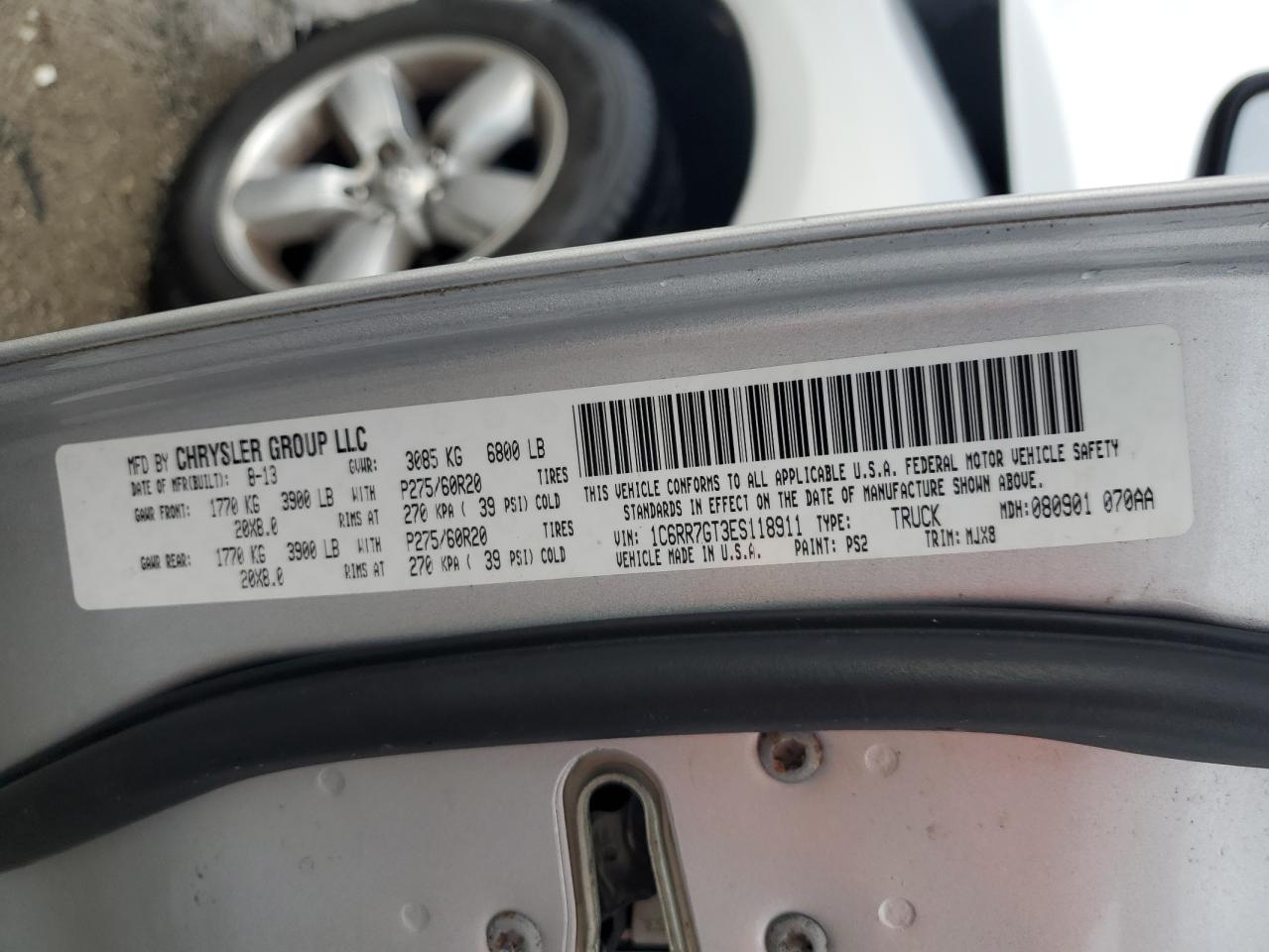 2014 Ram 1500 Slt VIN: 1C6RR7GT3ES118911 Lot: 62731764