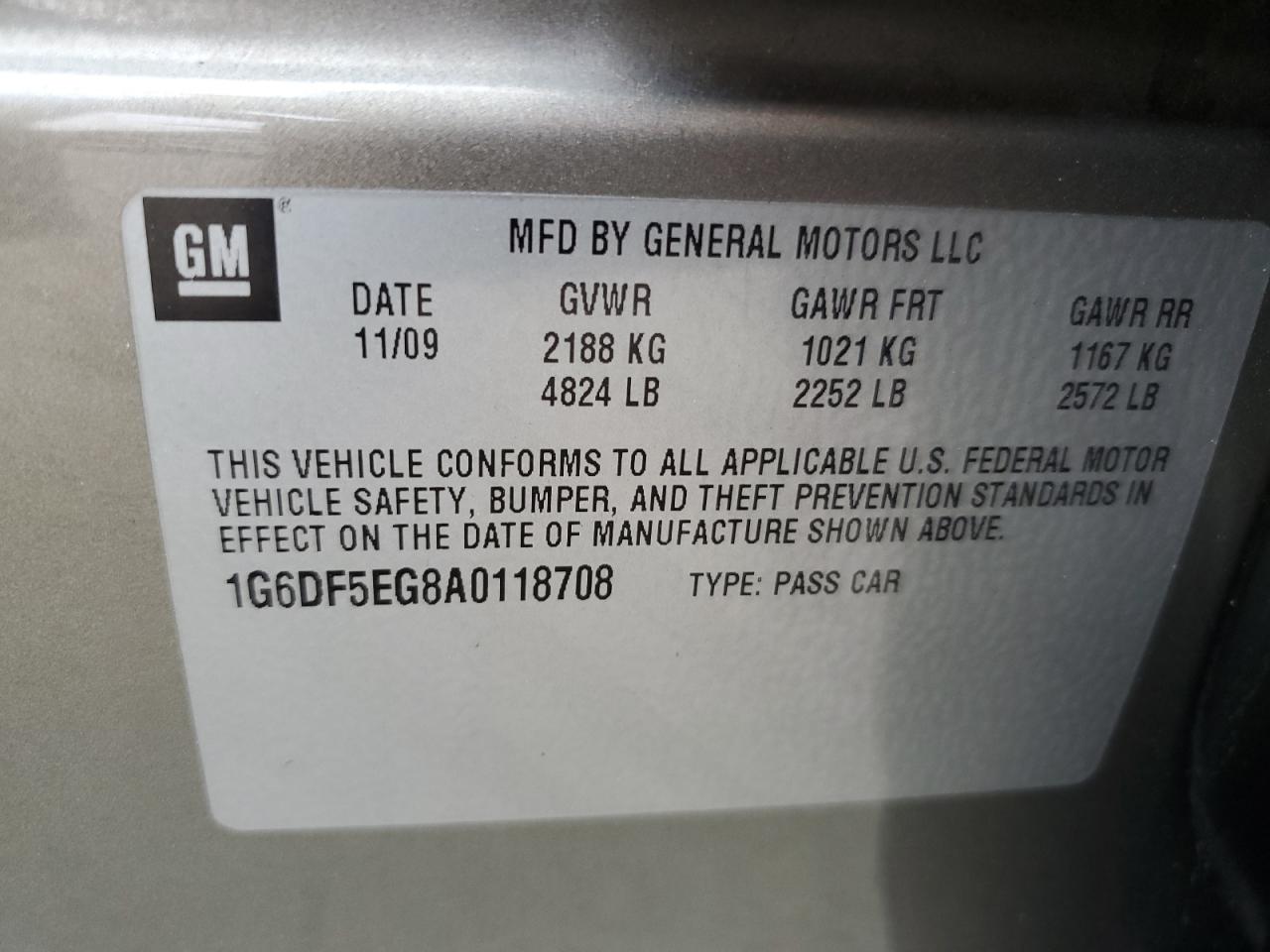 2010 Cadillac Cts Luxury Collection VIN: 1G6DF5EG8A0118708 Lot: 63132624