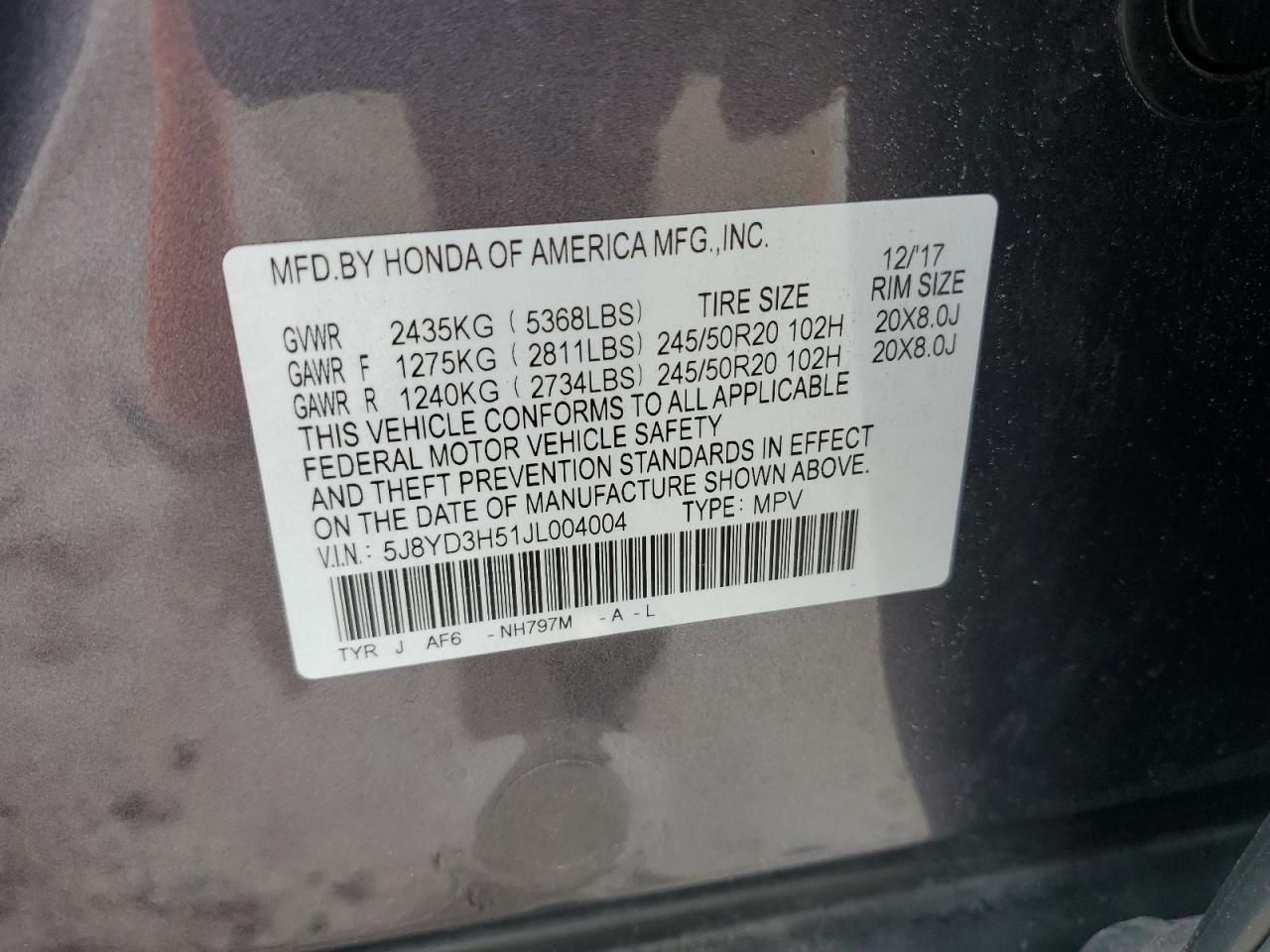 2018 Acura Mdx Technology VIN: 5J8YD3H51JL004004 Lot: 65206134