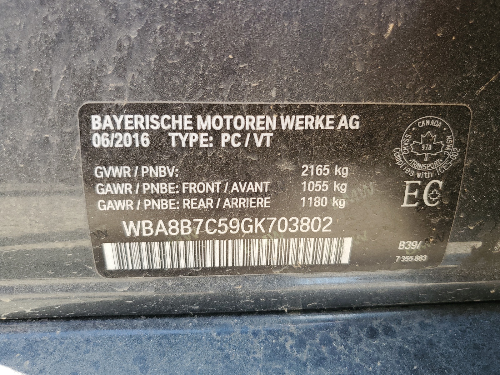 WBA8B7C59GK703802 2016 BMW 340 Xi
