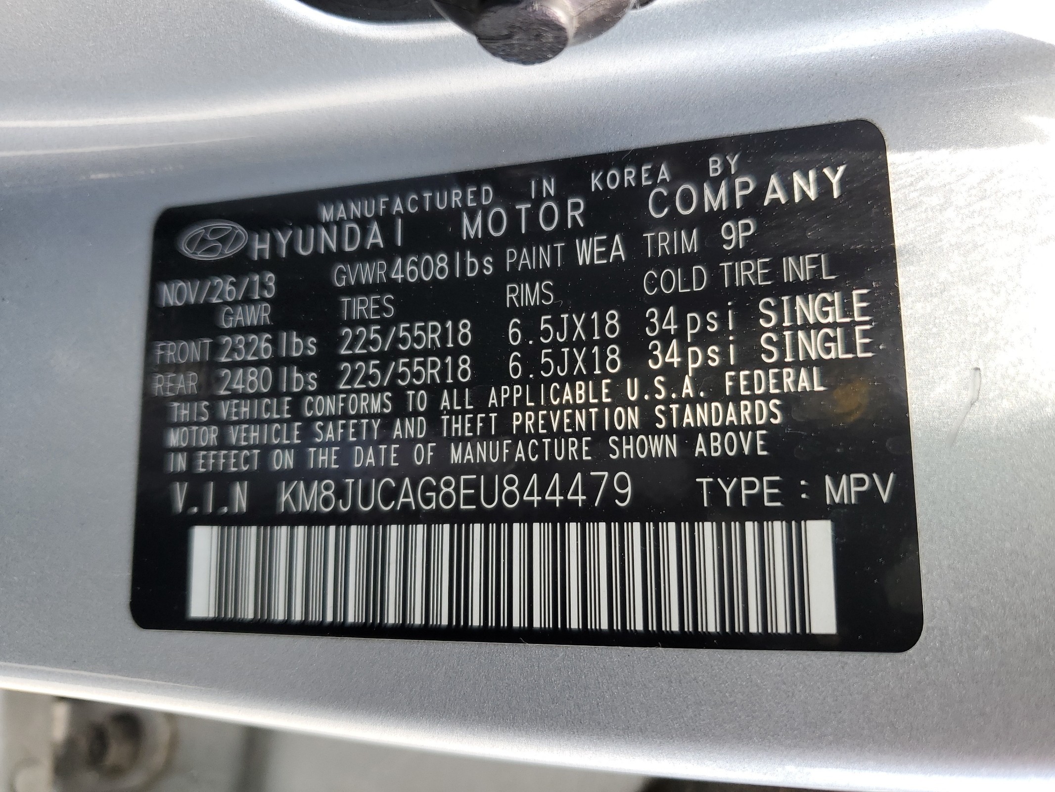 KM8JUCAG8EU844479 2014 Hyundai Tucson Gls