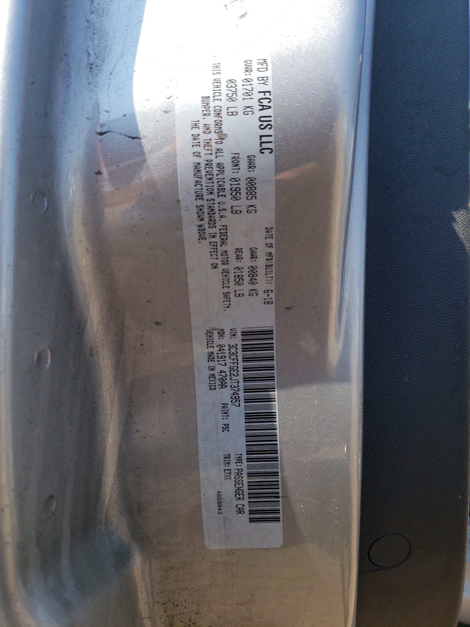 3C3CFFGE2JT374957 2018 Fiat 500 Electric