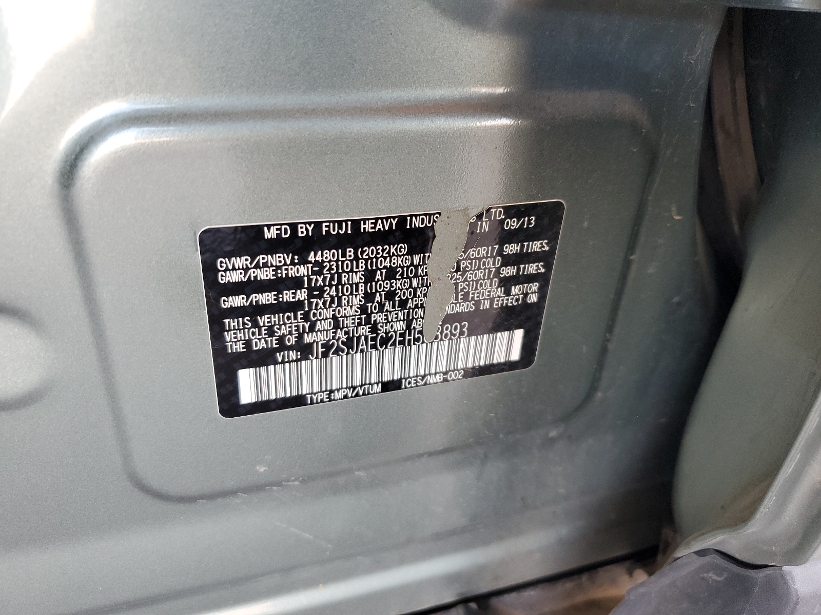 JF2SJAEC2EH503893 2014 Subaru Forester 2.5I Premium