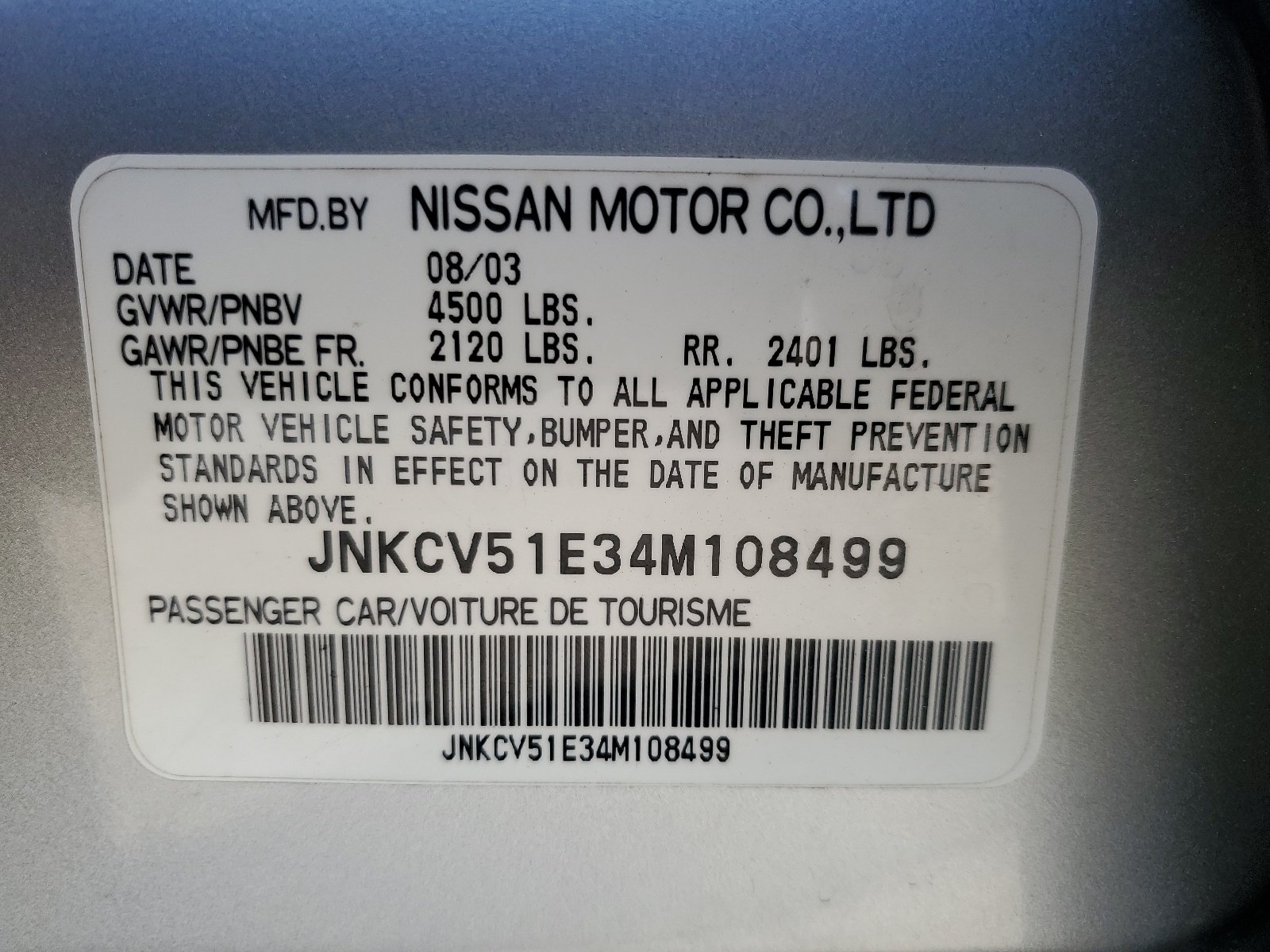 JNKCV51E34M108499 2004 Infiniti G35