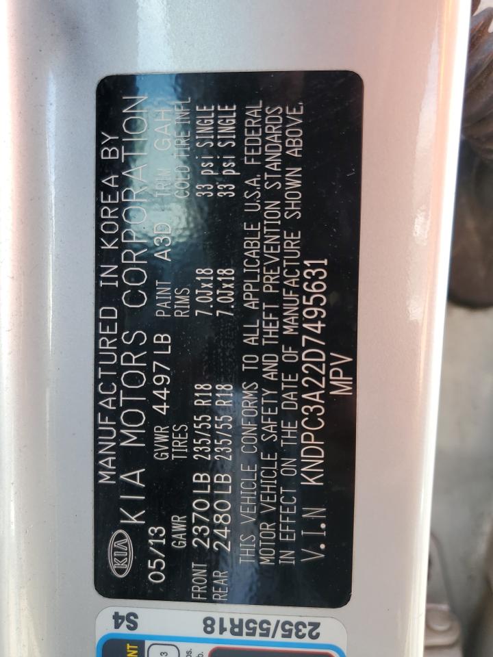 2013 Kia Sportage Ex VIN: KNDPC3A22D7495631 Lot: 61060234