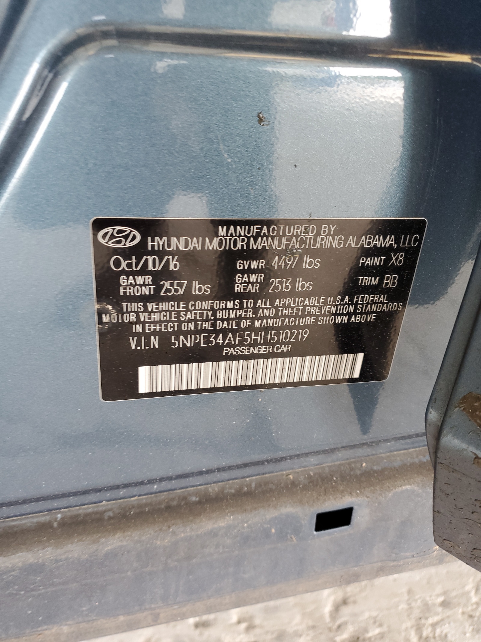 5NPE34AF5HH510219 2017 Hyundai Sonata Sport