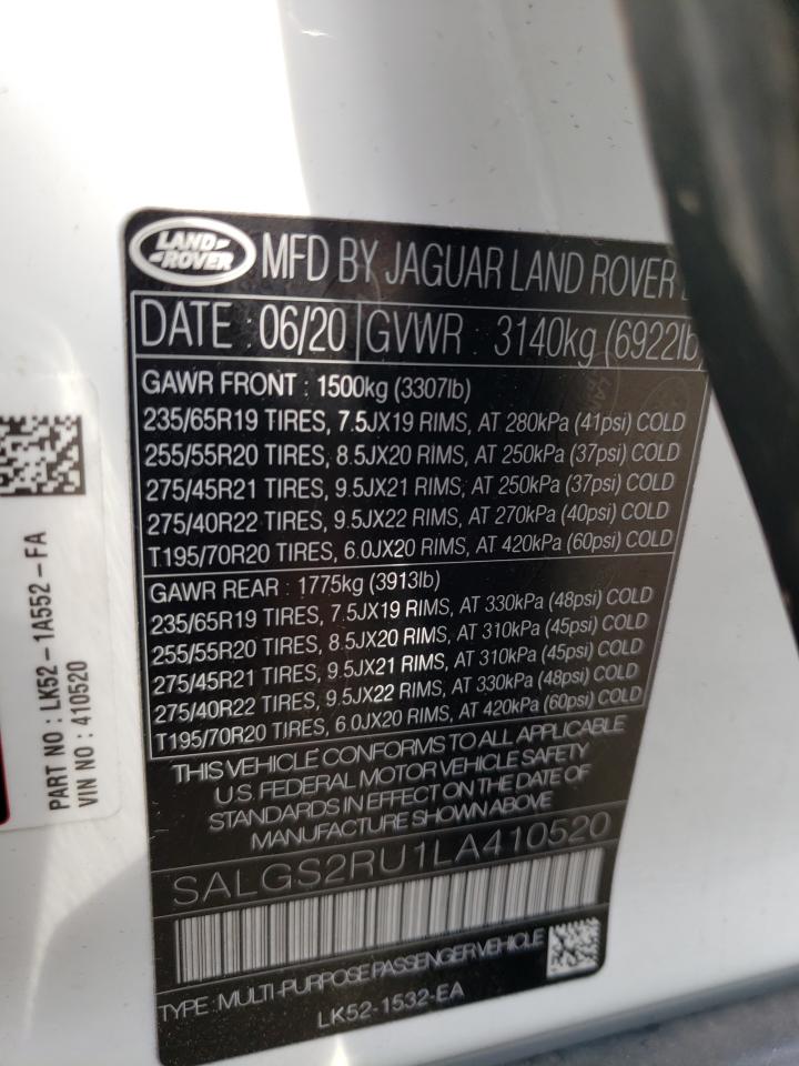2020 Land Rover Range Rover Hse VIN: SALGS2RU1LA410520 Lot: 64855764