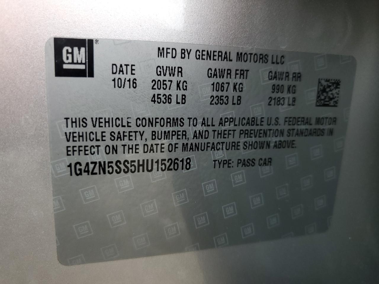 2017 Buick Lacrosse Preferred VIN: 1G4ZN5SS5HU152618 Lot: 64514754