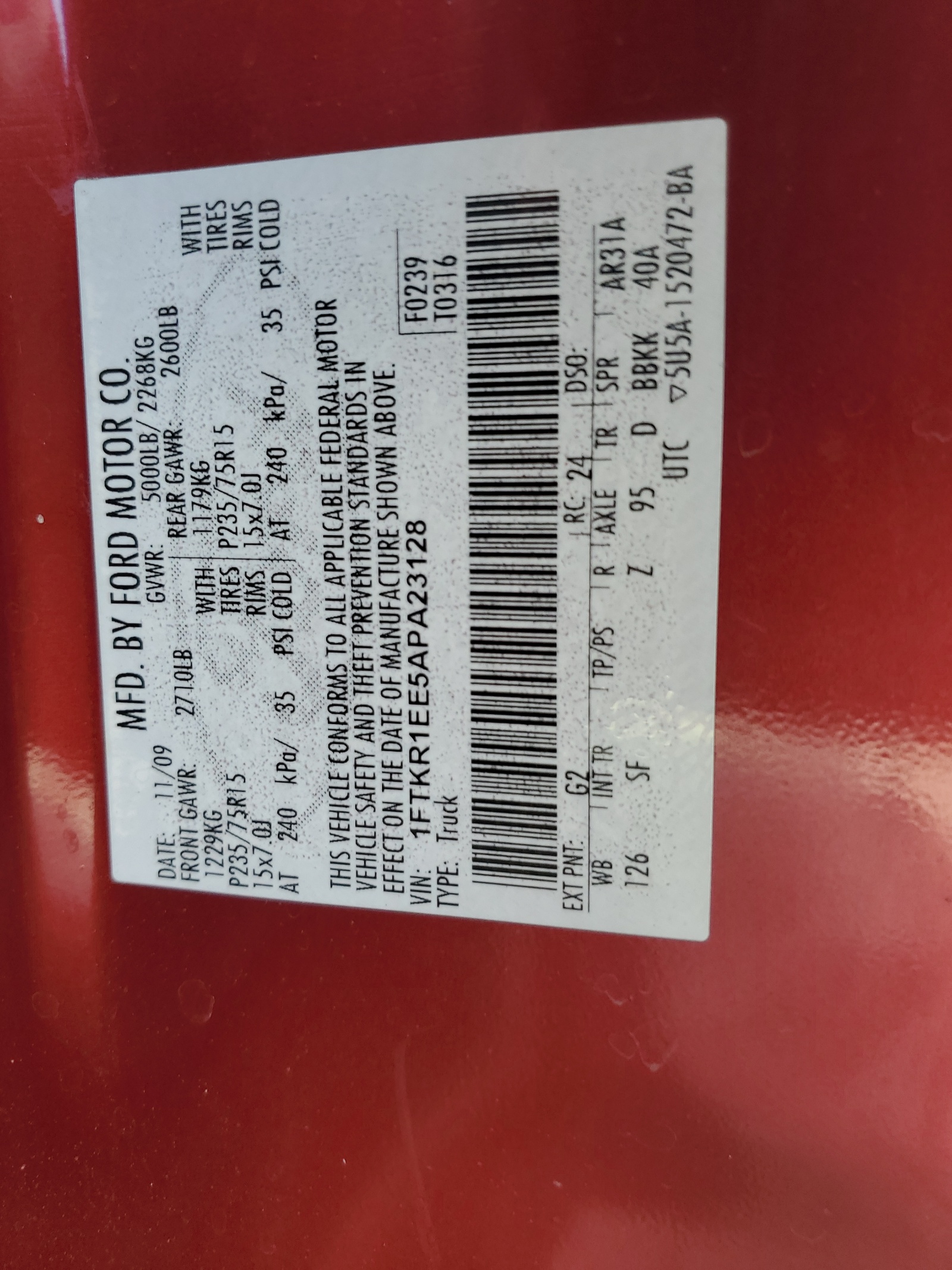 1FTKR1EE5APA23128 2010 Ford Ranger Super Cab