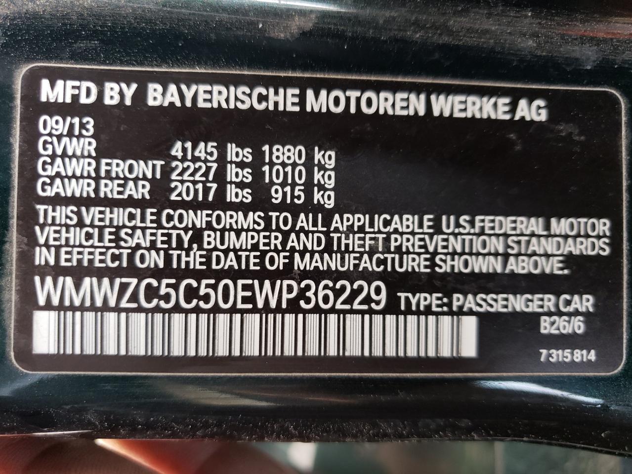 2014 Mini Cooper S Countryman VIN: WMWZC5C50EWP36229 Lot: 62298034