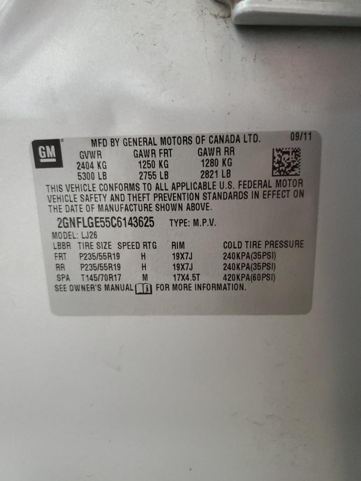 2012 Chevrolet Equinox Ltz VIN: 2GNFLGE55C6143625 Lot: 63245134