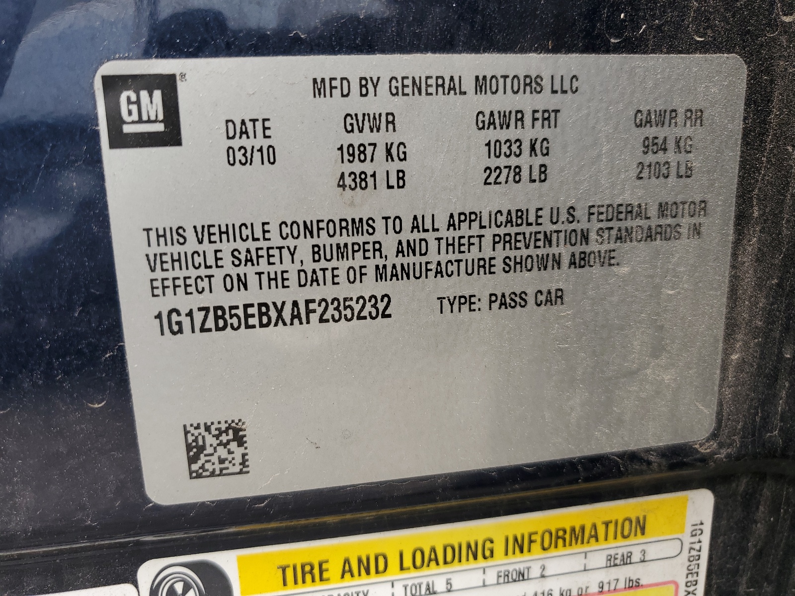 1G1ZB5EBXAF235232 2010 Chevrolet Malibu Ls