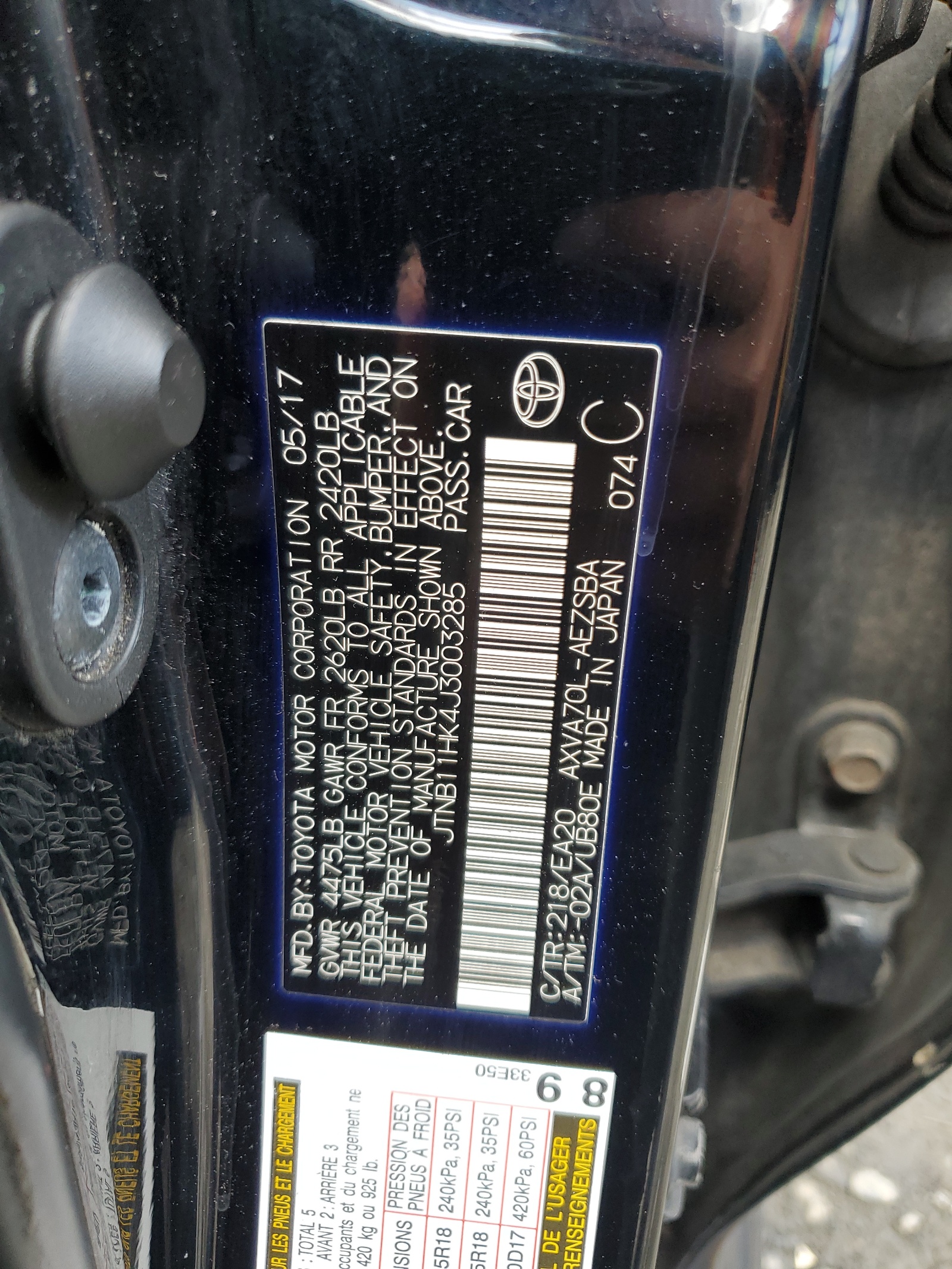 2018 Toyota Camry L vin: JTNB11HK4J3003285