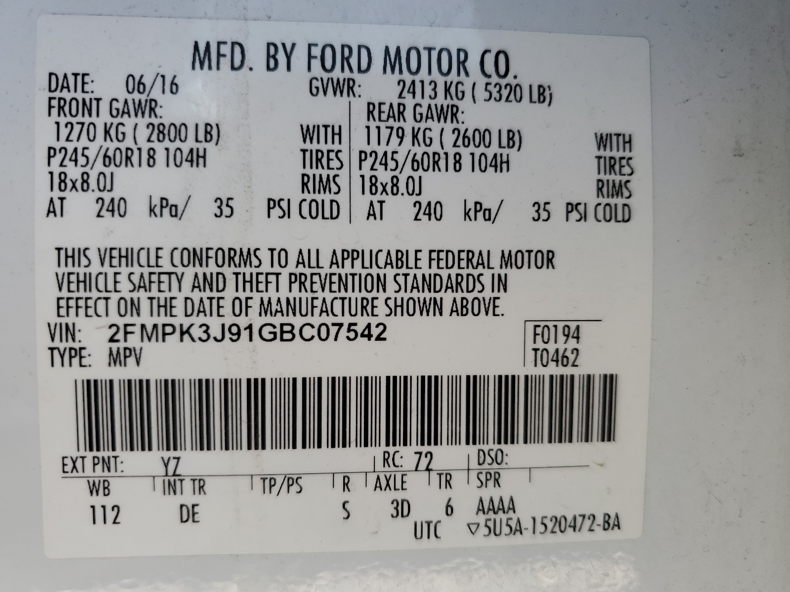 2FMPK3J91GBC07542 2016 Ford Edge Sel
