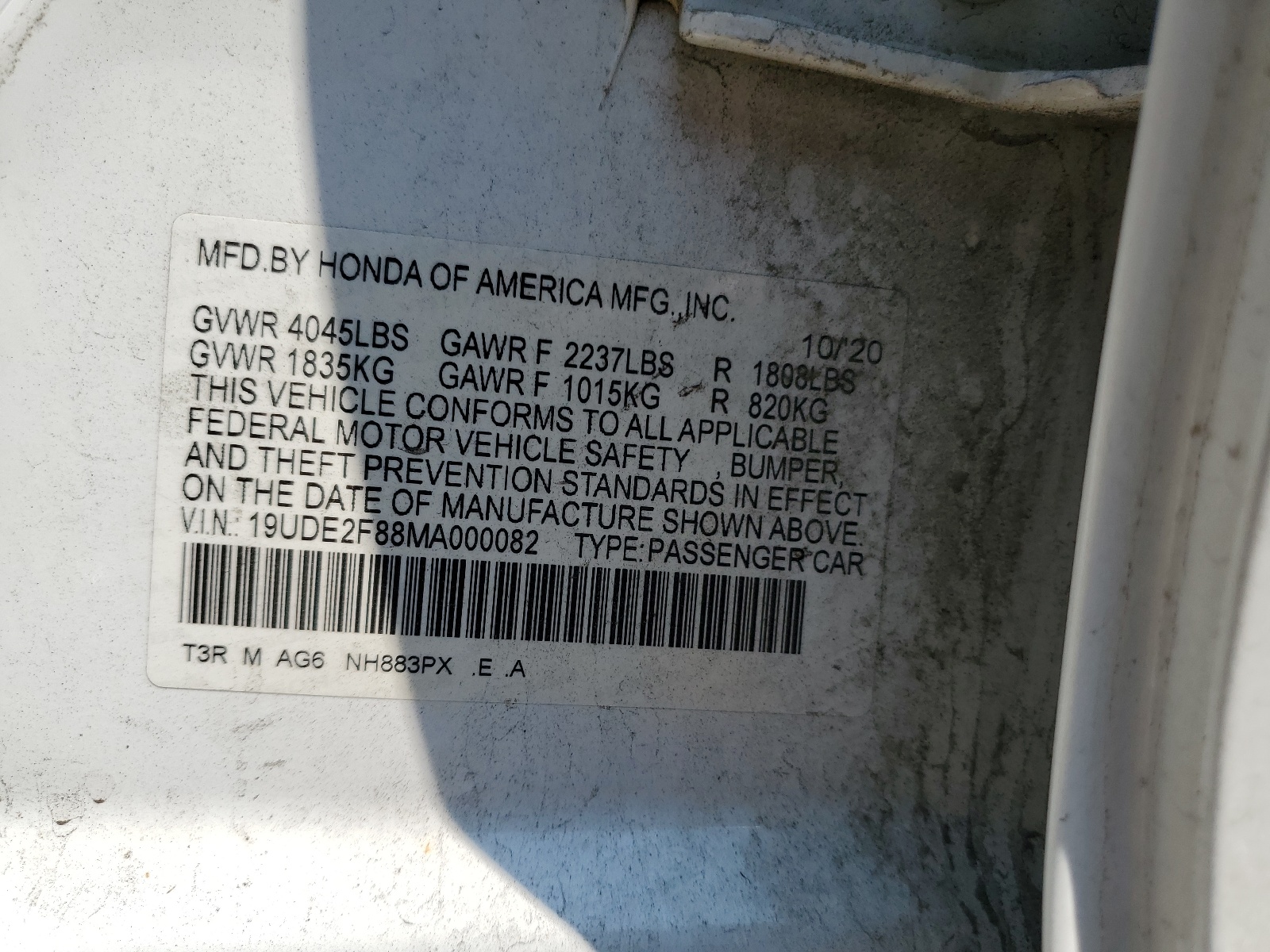 9UDE2F88MA000082 2021 Acura Ilx Premiu